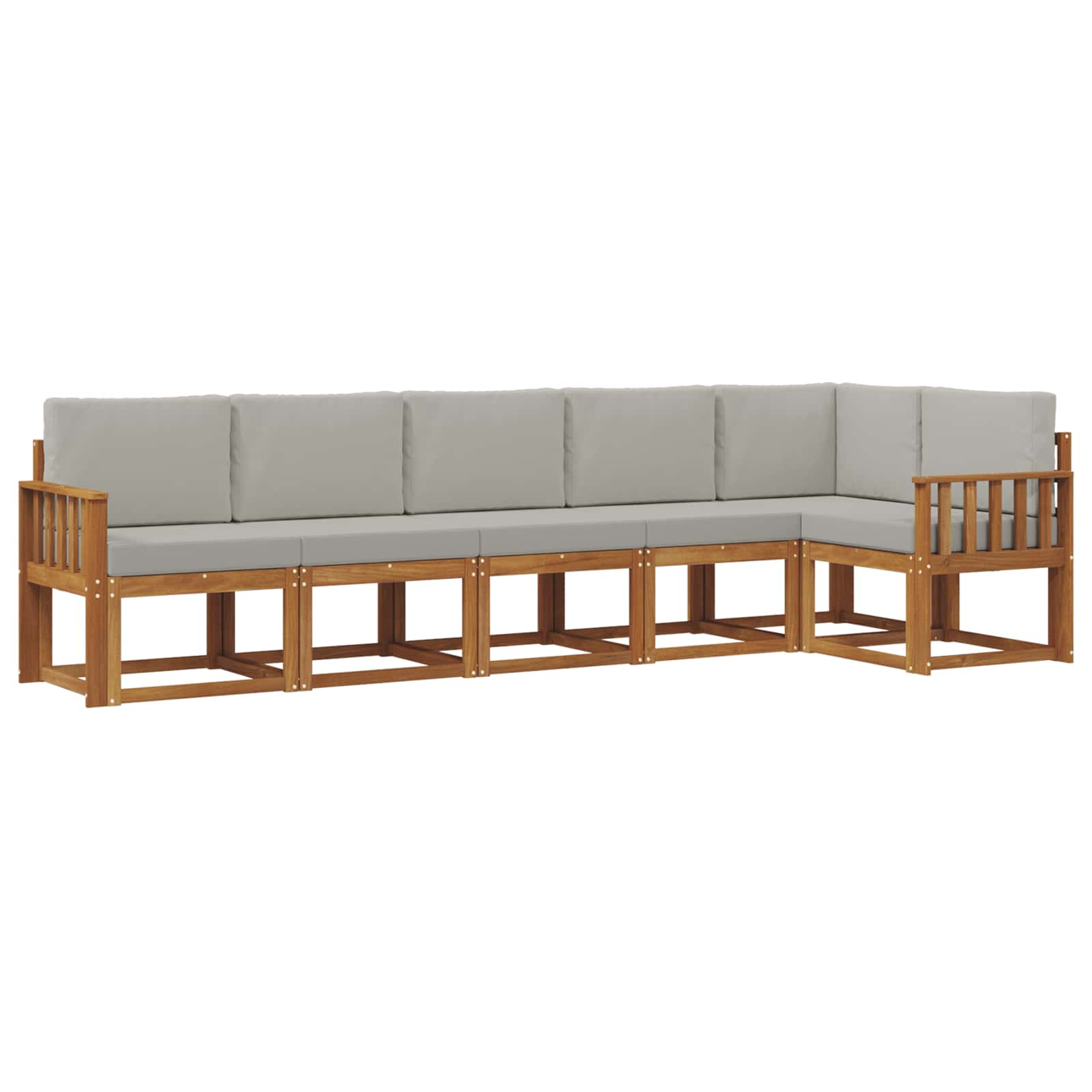 Set vanjskih sofa s jastukom 6 pcs Prirodna i svijetlo siva