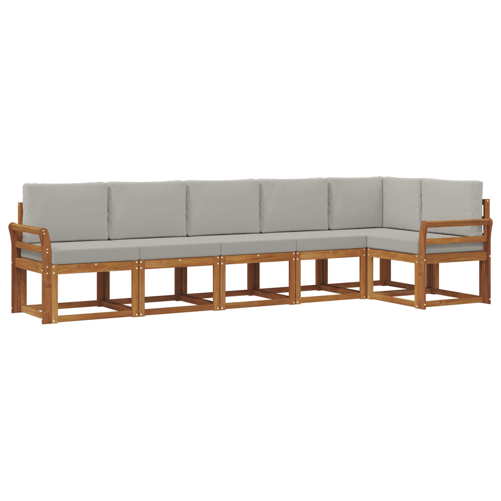 Set vanjskih sofa s jastukom 6 pcs Prirodna i svijetlo siva