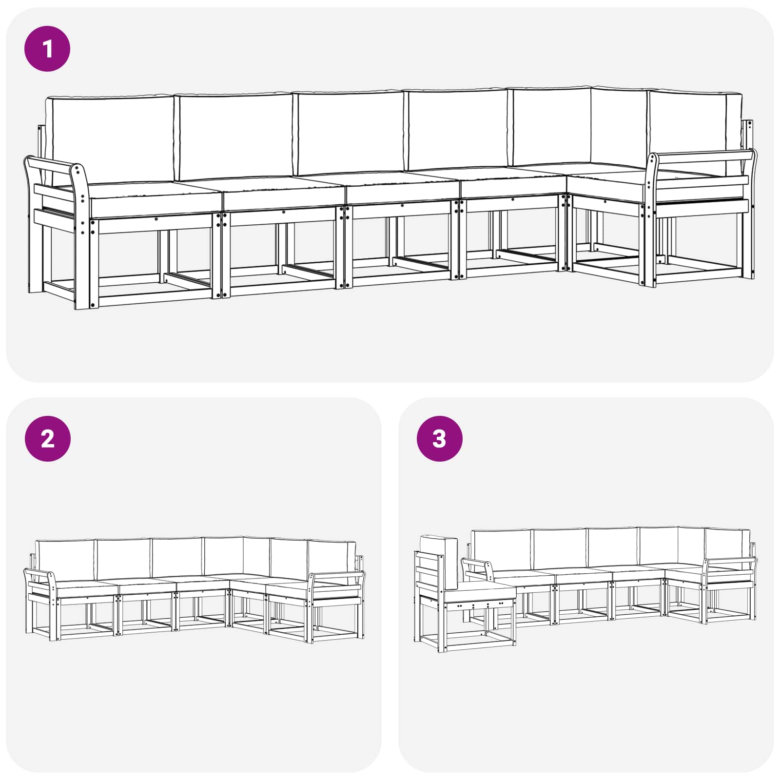 Set vanjskih sofa s jastukom 6 pcs Prirodna i svijetlo siva