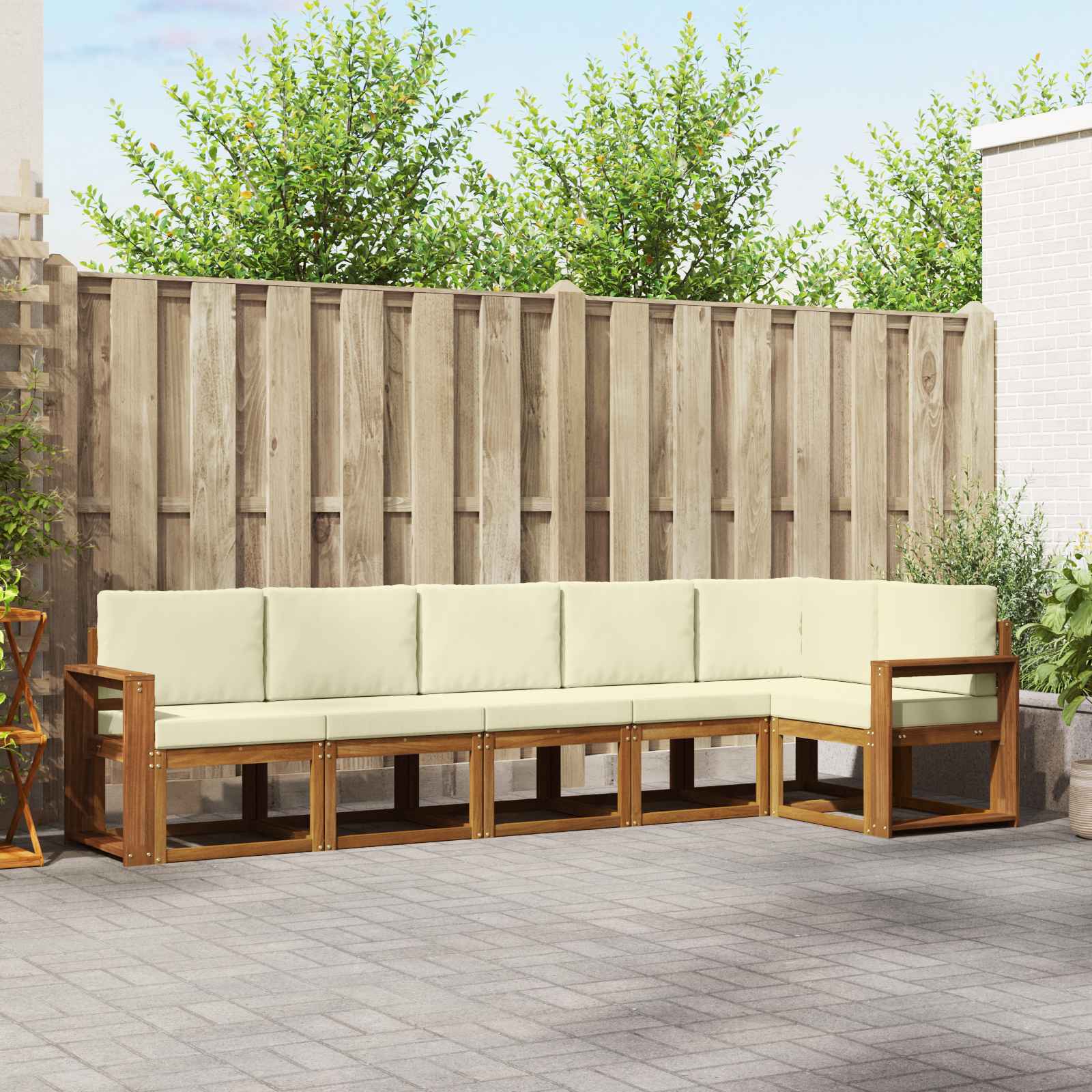 Set vanjskih sofa s jastukom 6 pcs Prirodna i krem