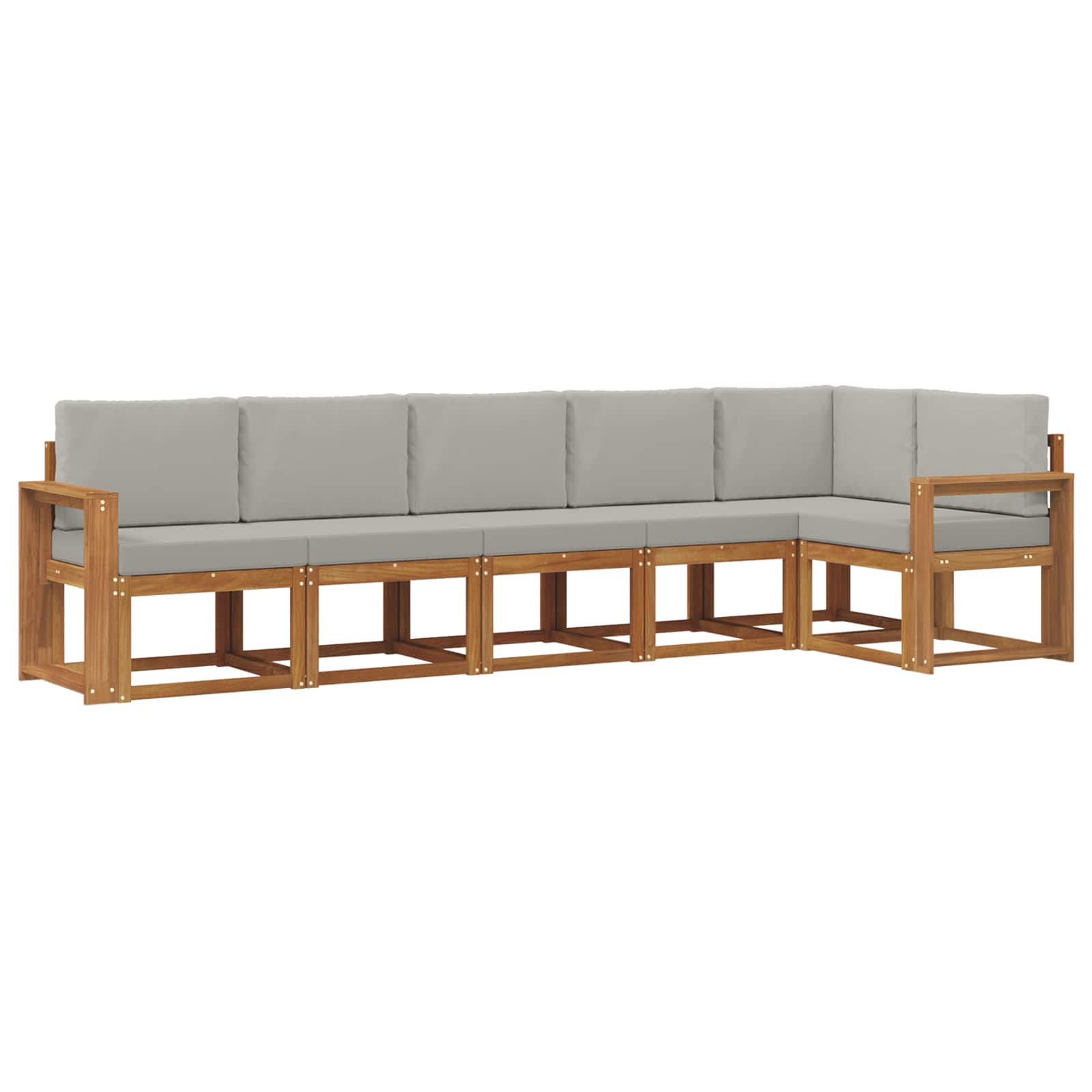 Set vanjskih sofa s jastukom 6 pcs Prirodna i svijetlo siva