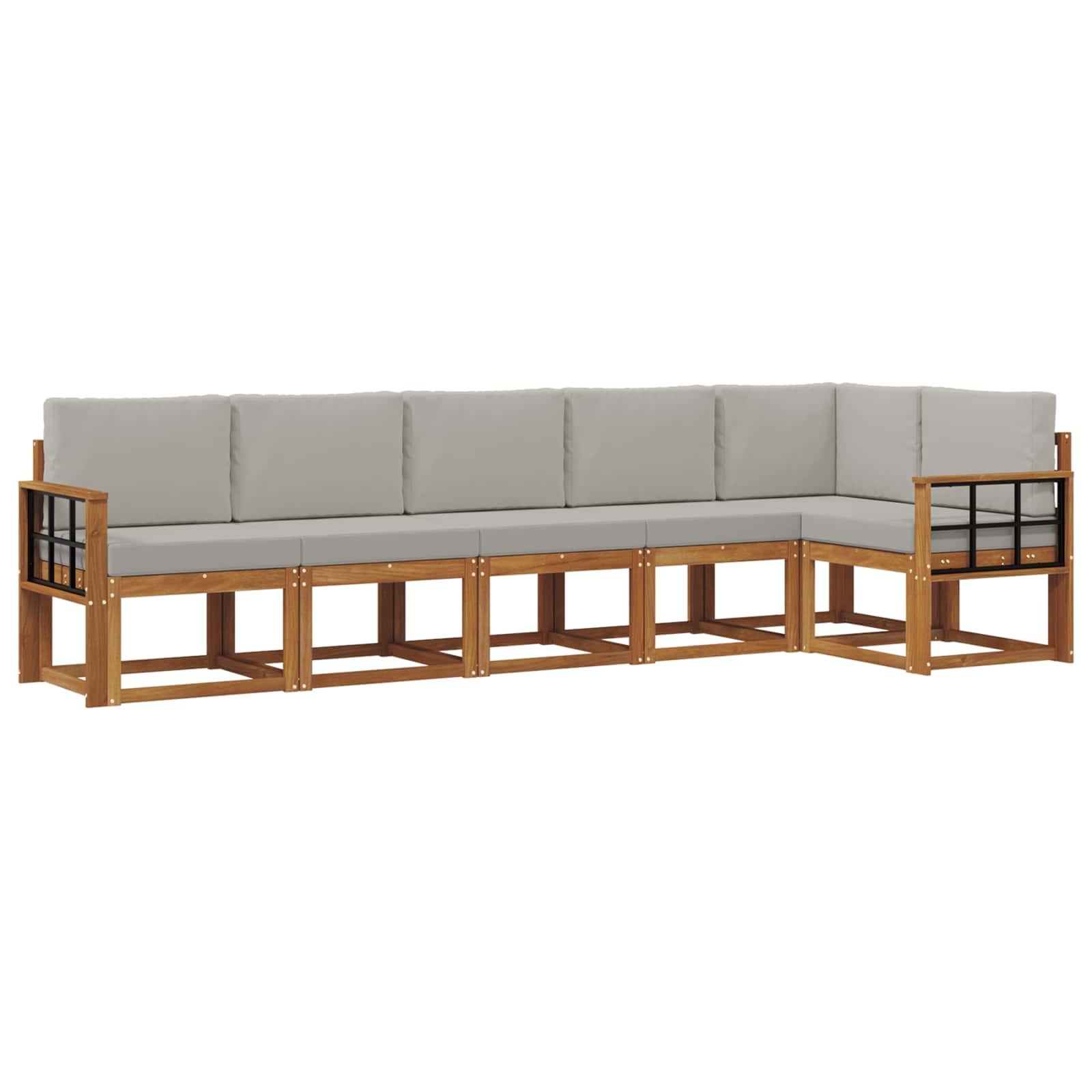 Set vanjskih sofa s jastukom 6 pcs Prirodna i svijetlo siva