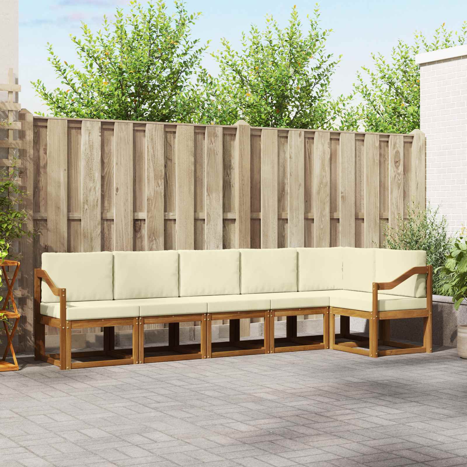 Set vanjskih sofa s jastukom 6 pcs Prirodna i krem