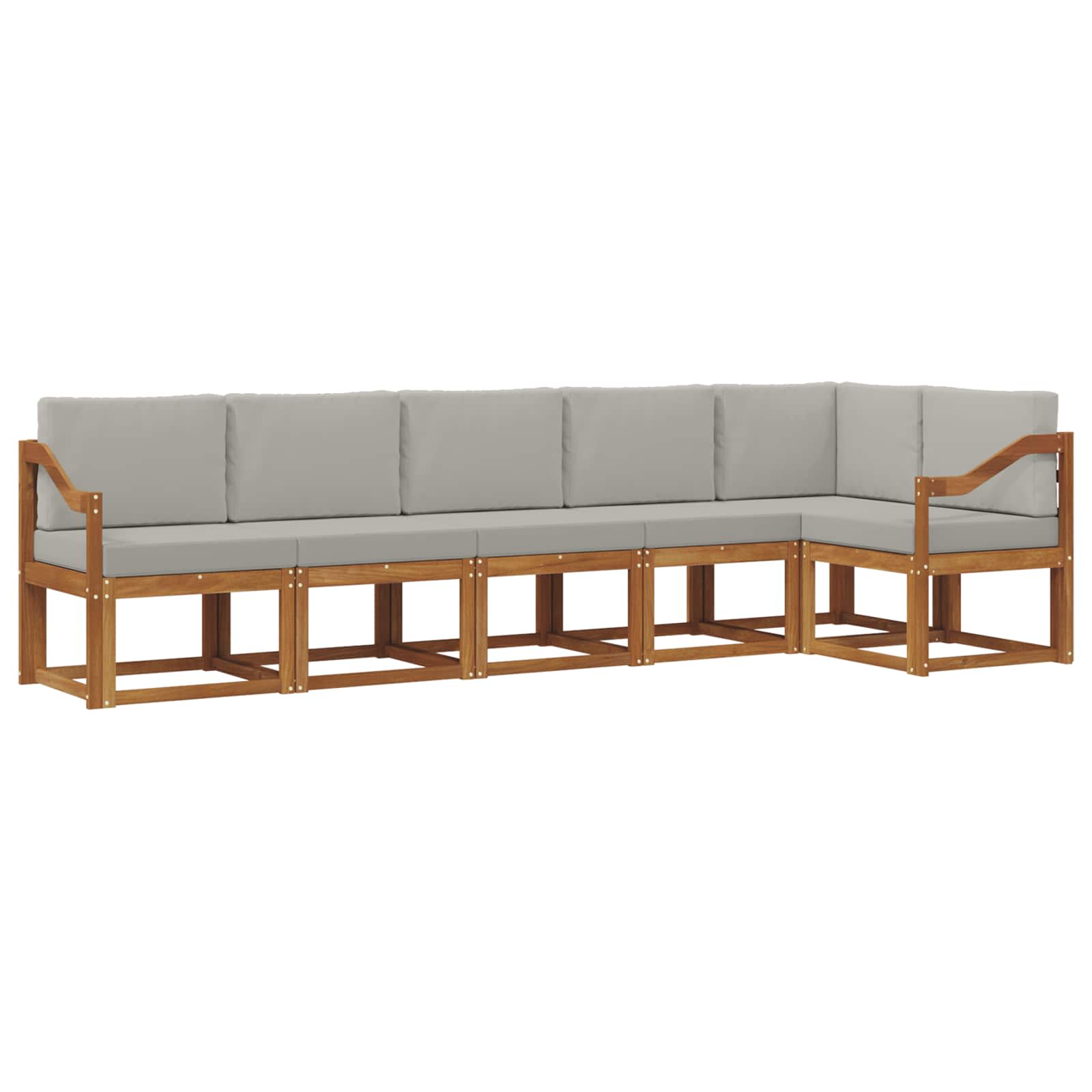 Set vanjskih sofa s jastukom 6 pcs Prirodna i svijetlo siva