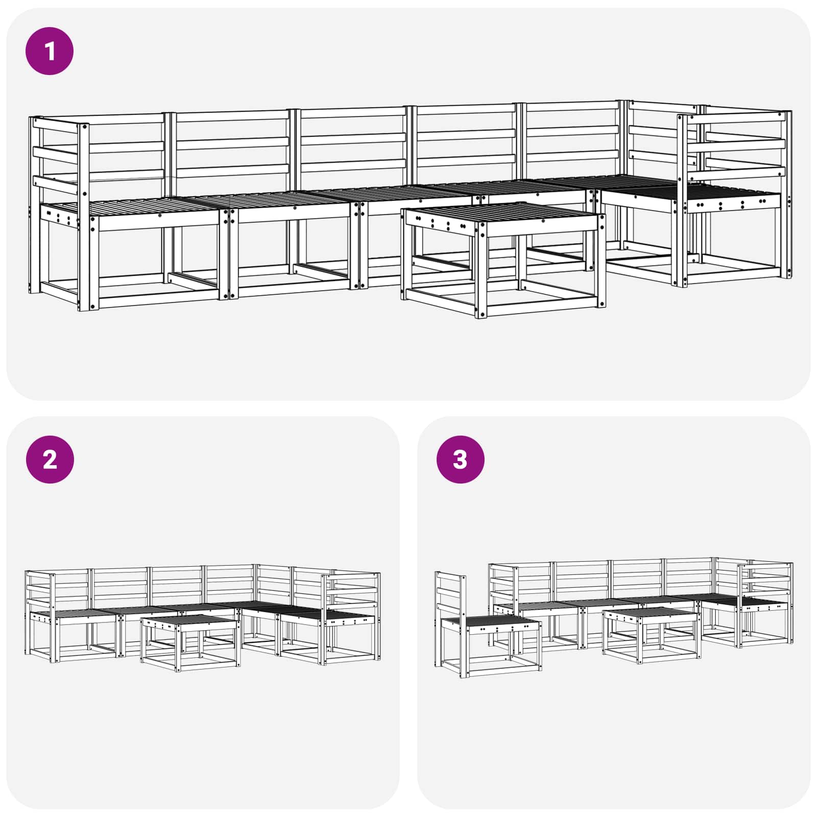 Set vanjskih sofa 7 pcs Prirodna Čvrsto drvo akacije