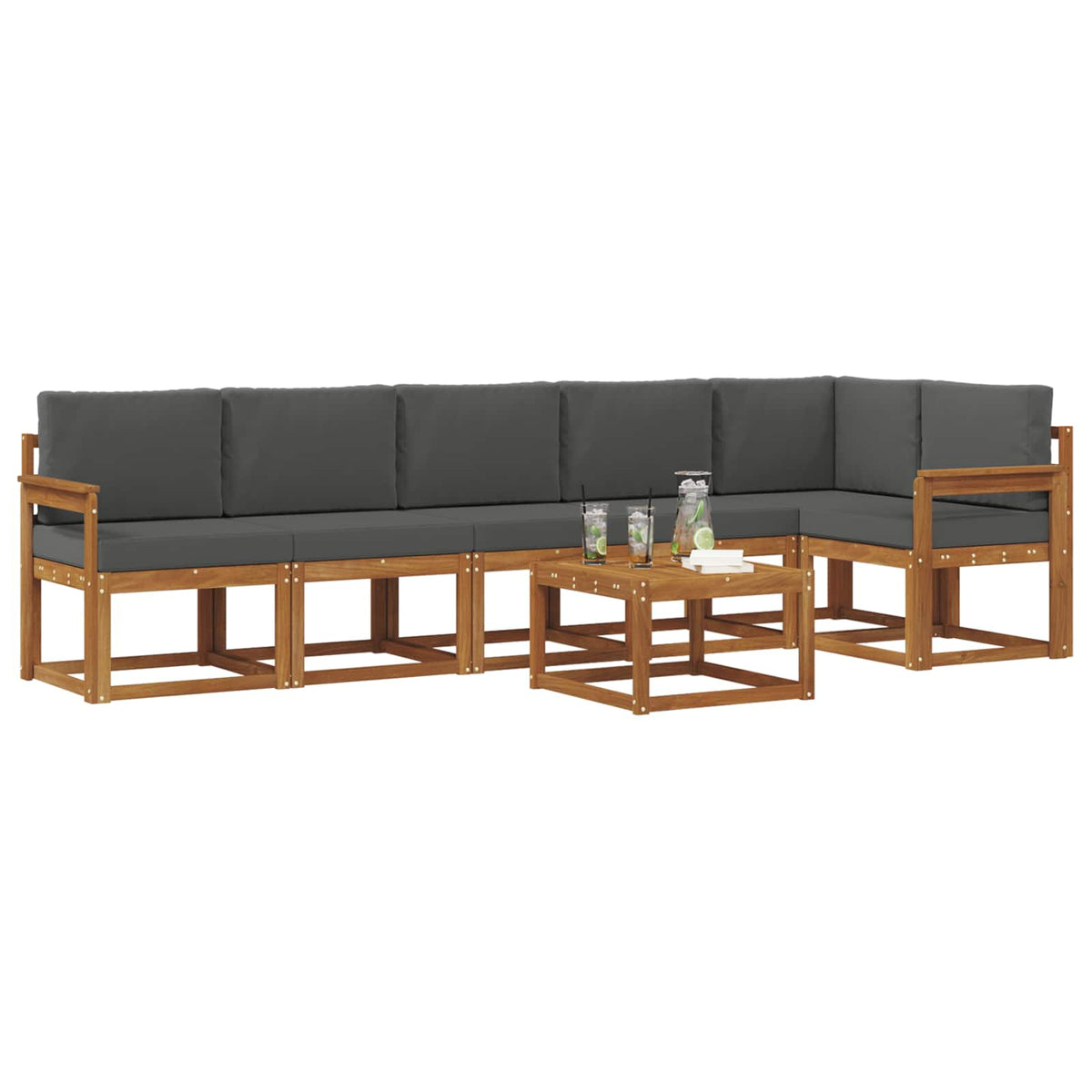 Set vanjskih sofa 7 kom. Prirodna i antracit