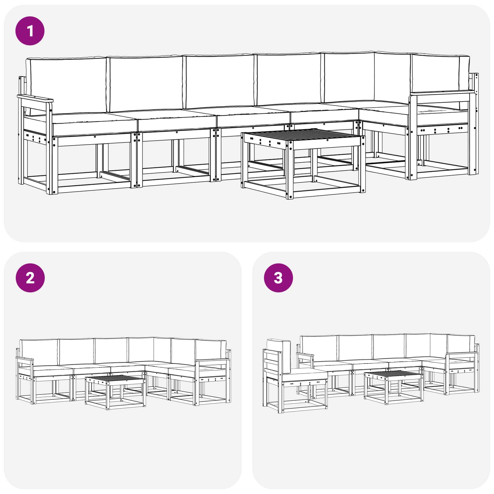 Set vanjskih sofa s jastukom 7 pcs Prirodna i antracit