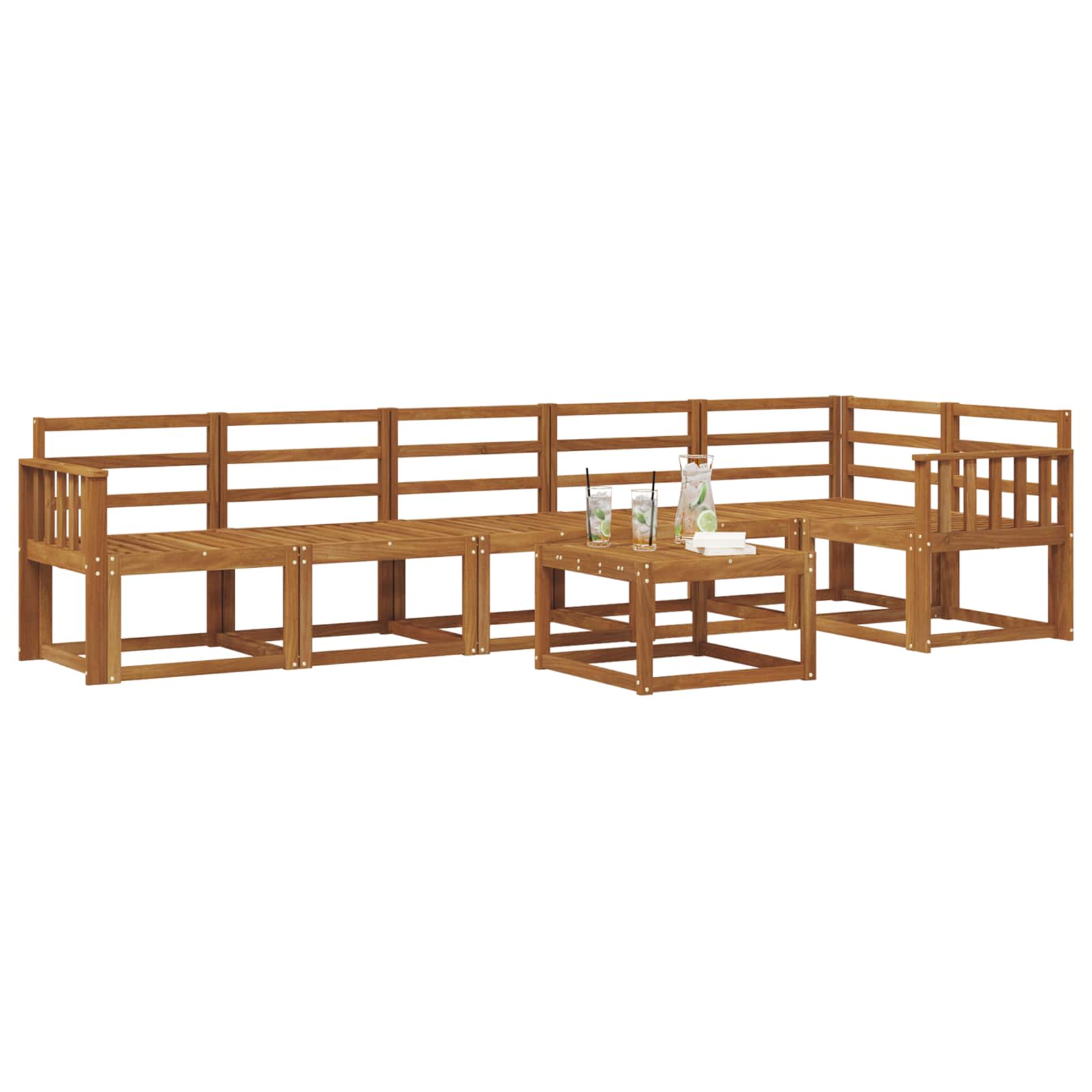 Set vanjskih sofa 7 pcs Prirodna Čvrsto drvo akacije