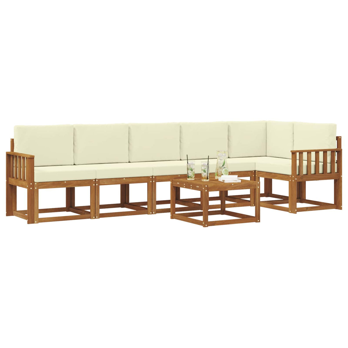 Set vanjskih sofa 7 kom. Prirodna i krem