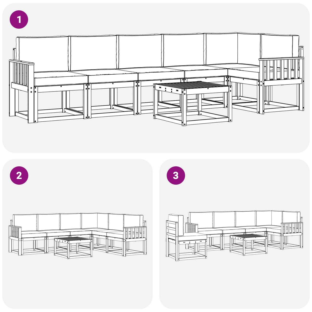 Set vanjskih sofa 7 kom. Prirodna i krem