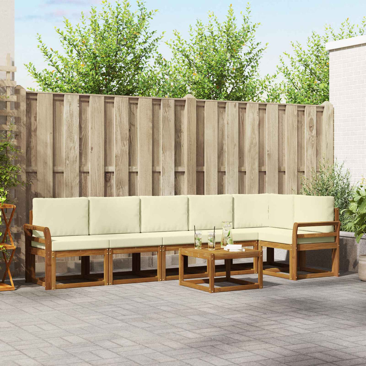 Set vanjskih sofa 7 kom. Prirodna i krem