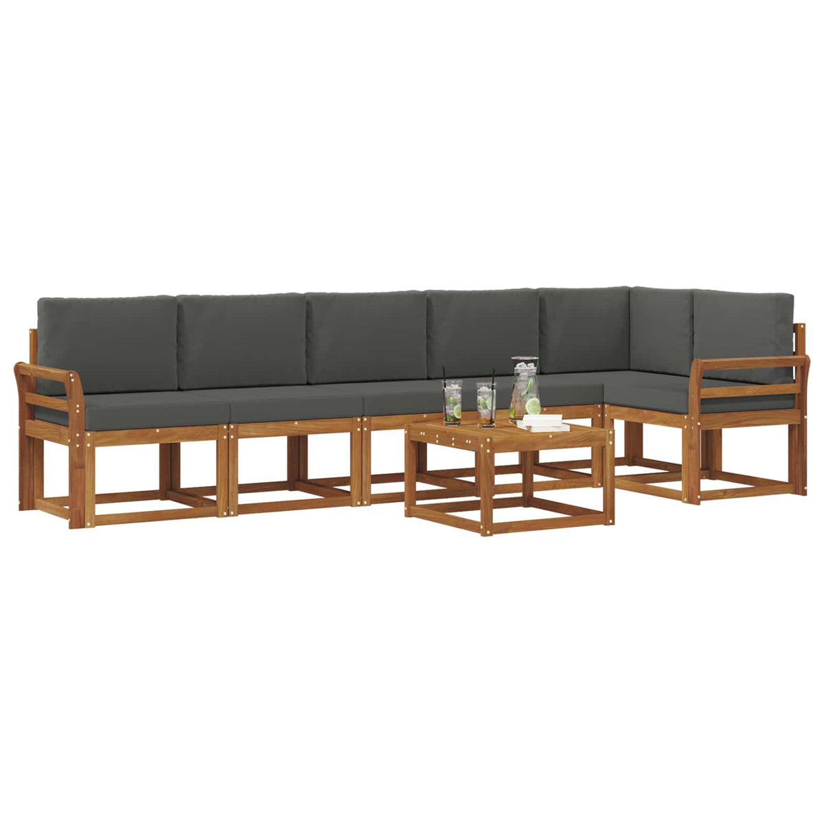 Set vanjskih sofa 7 kom. Prirodna i antracit