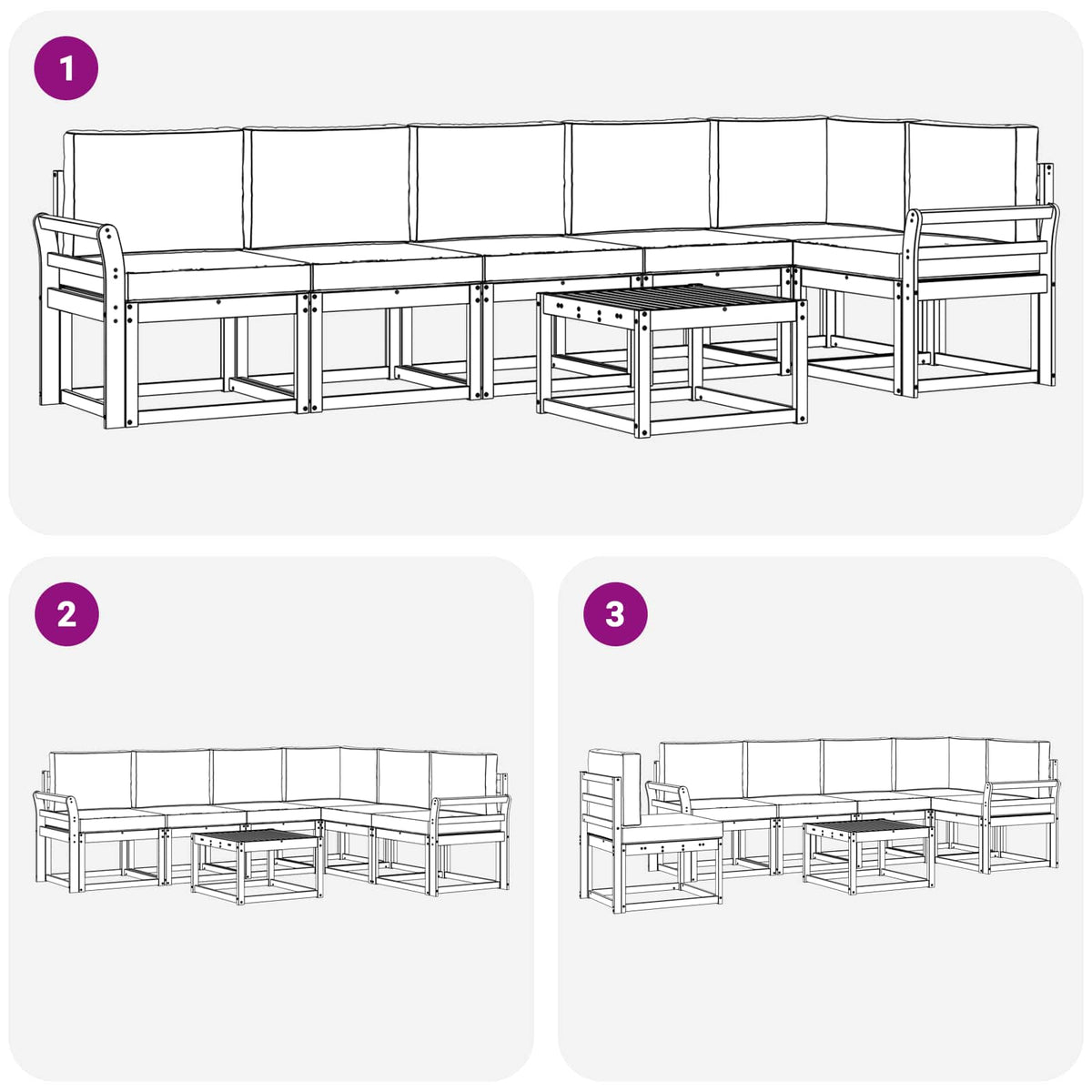 Set vanjskih sofa 7 kom. Prirodna i antracit