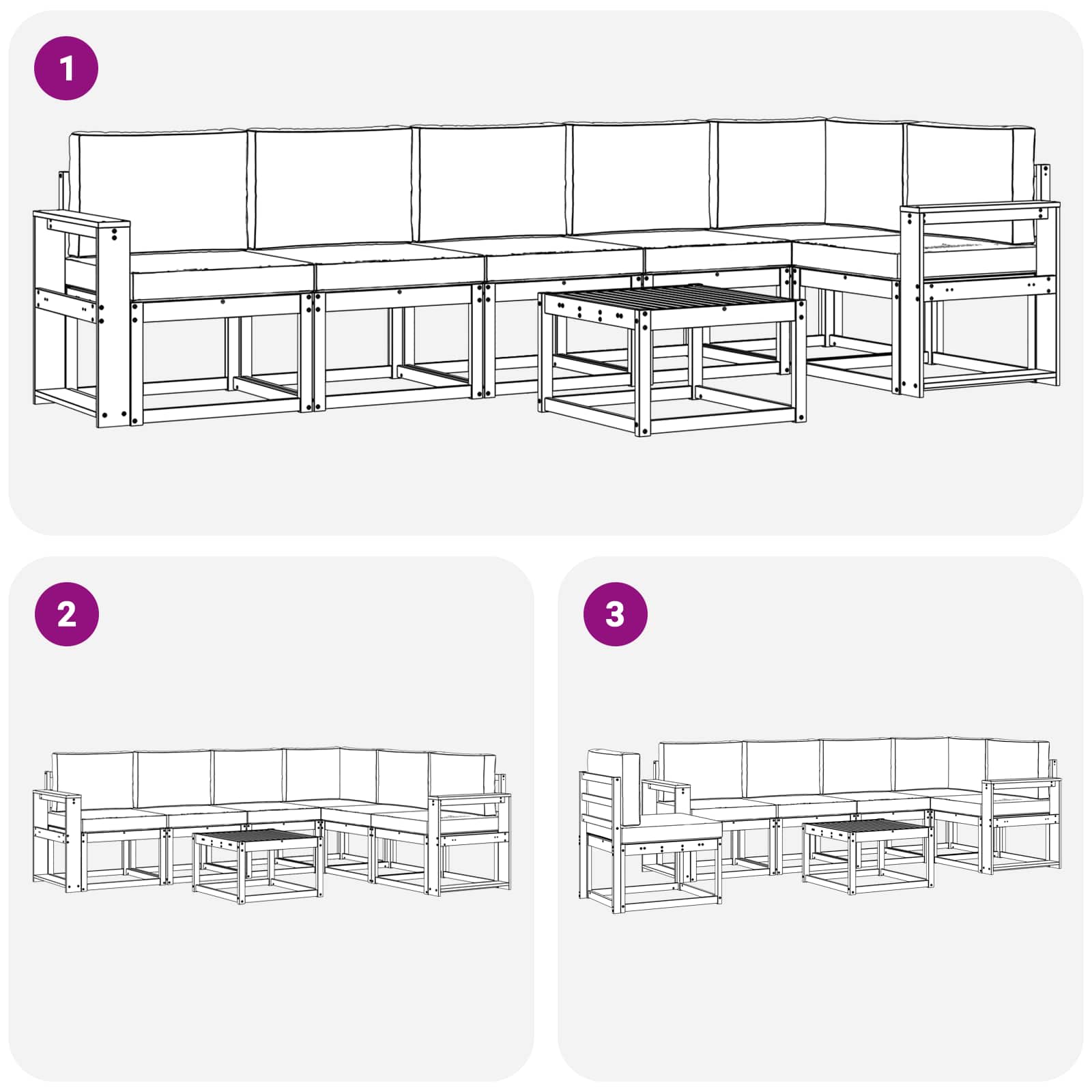 Set vanjskih sofa s jastukom 7 pcs Prirodna i krem