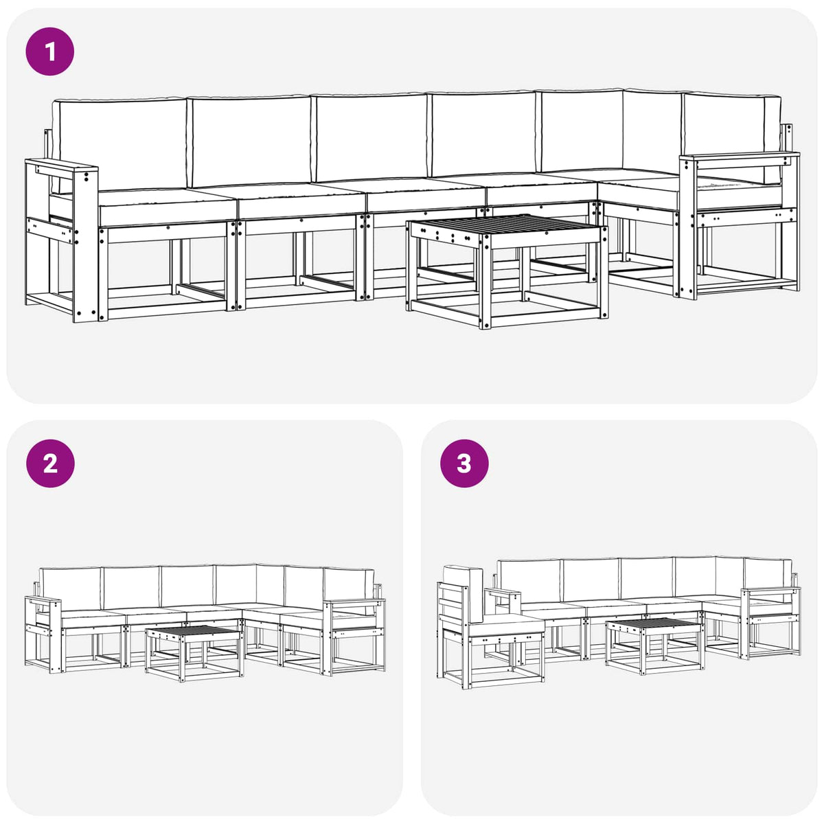 Set vanjskih sofa 7 kom. Prirodna i bež