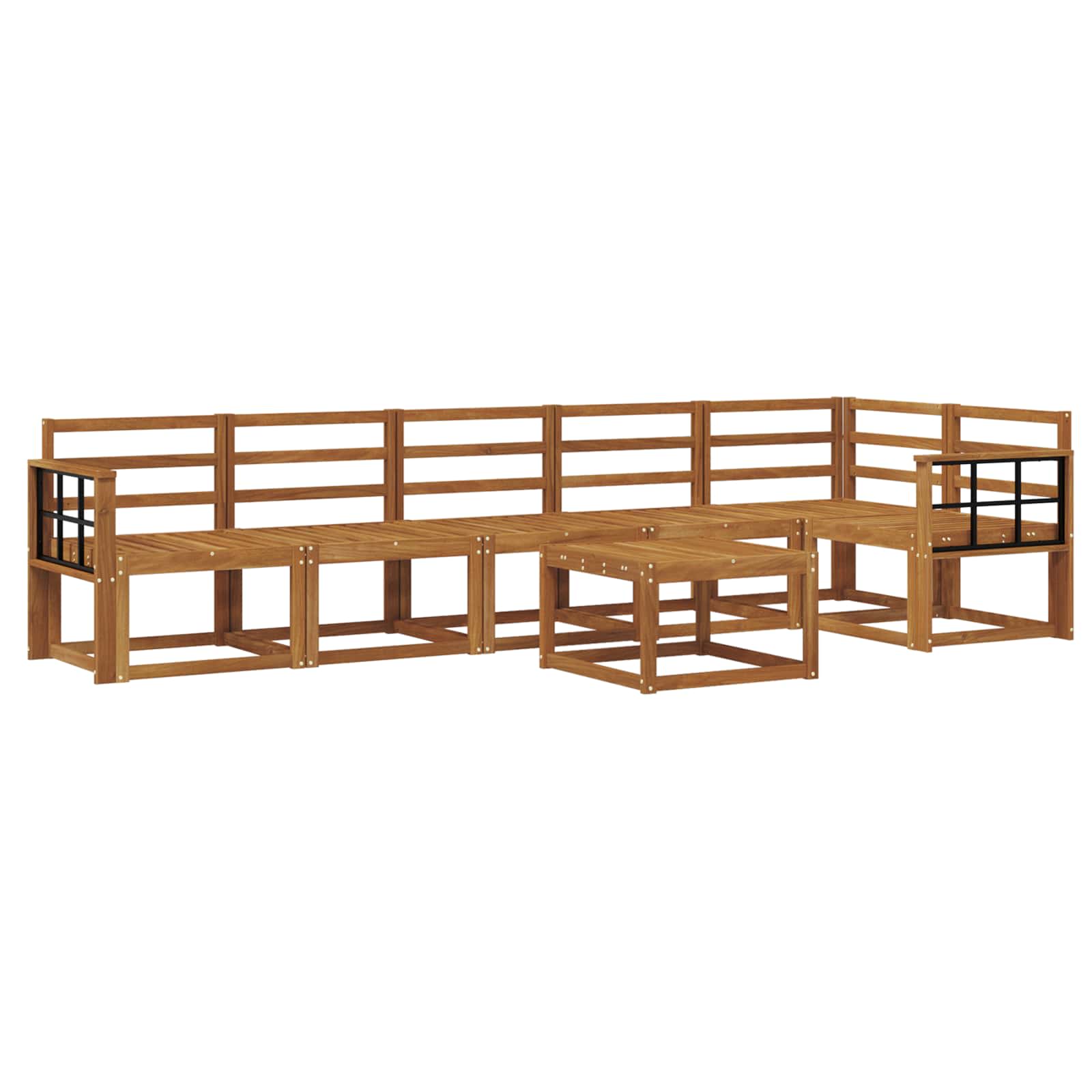 Set vanjskih sofa 7 pcs Prirodna Čvrsto drvo akacije