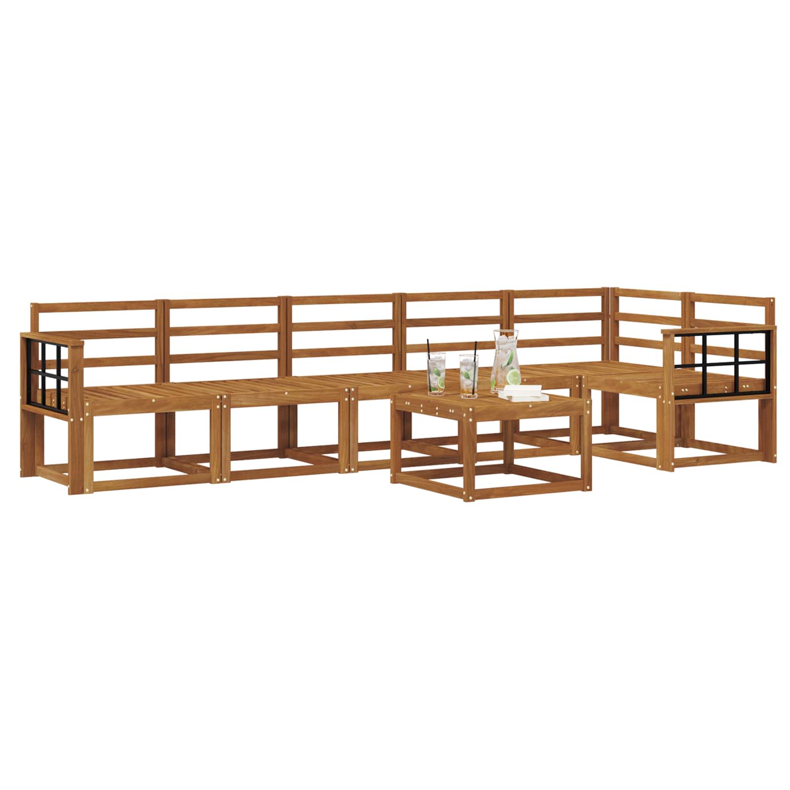 Set vanjskih sofa 7 pcs Prirodna Čvrsto drvo akacije