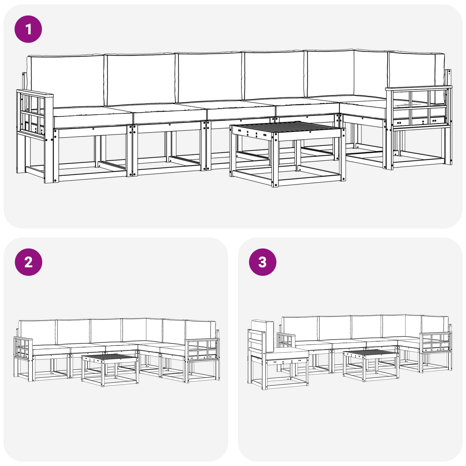 Set vanjskih sofa s jastukom 7 pcs Prirodna i antracit