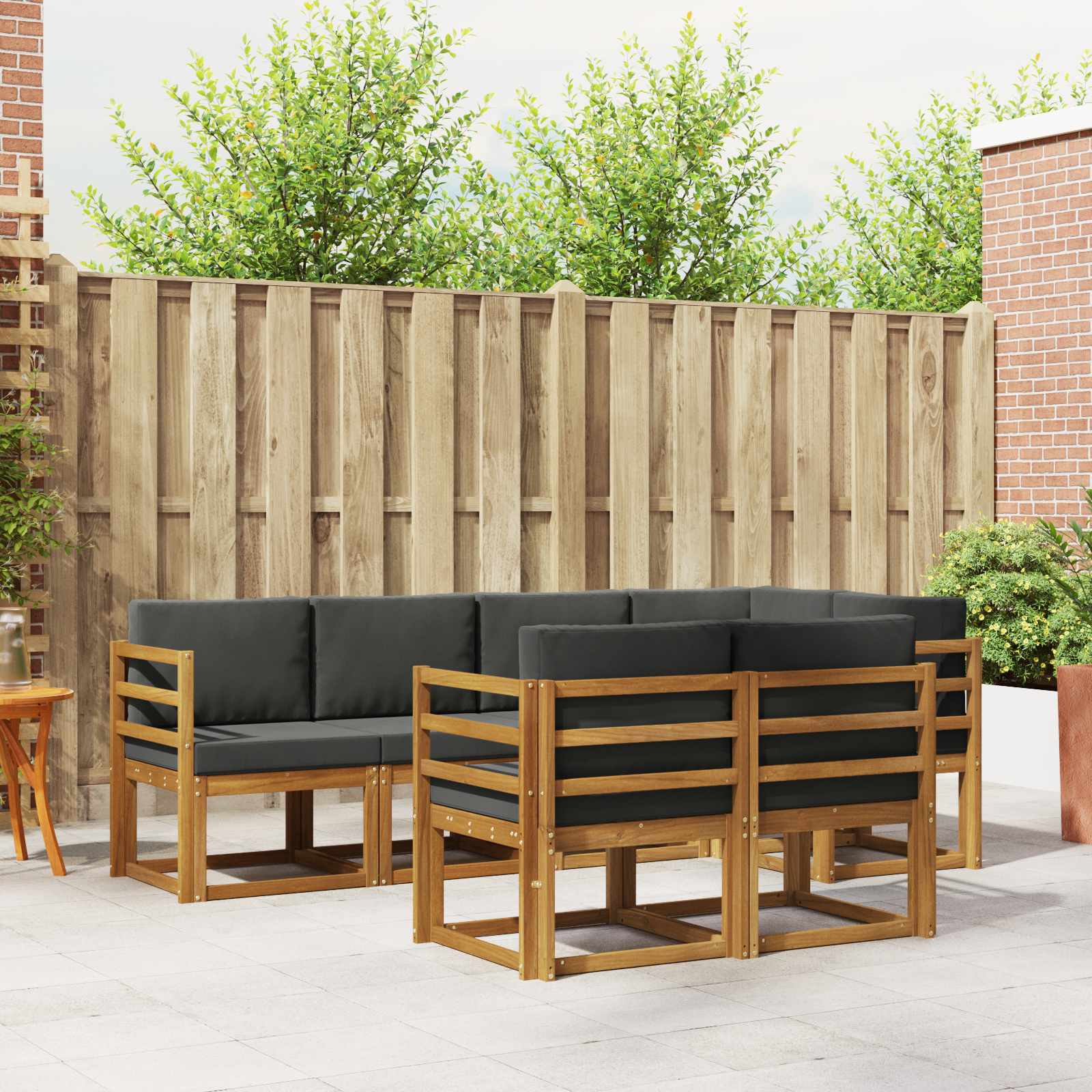 Set vanjskih sofa s jastukom 7 pcs Prirodna i antracit