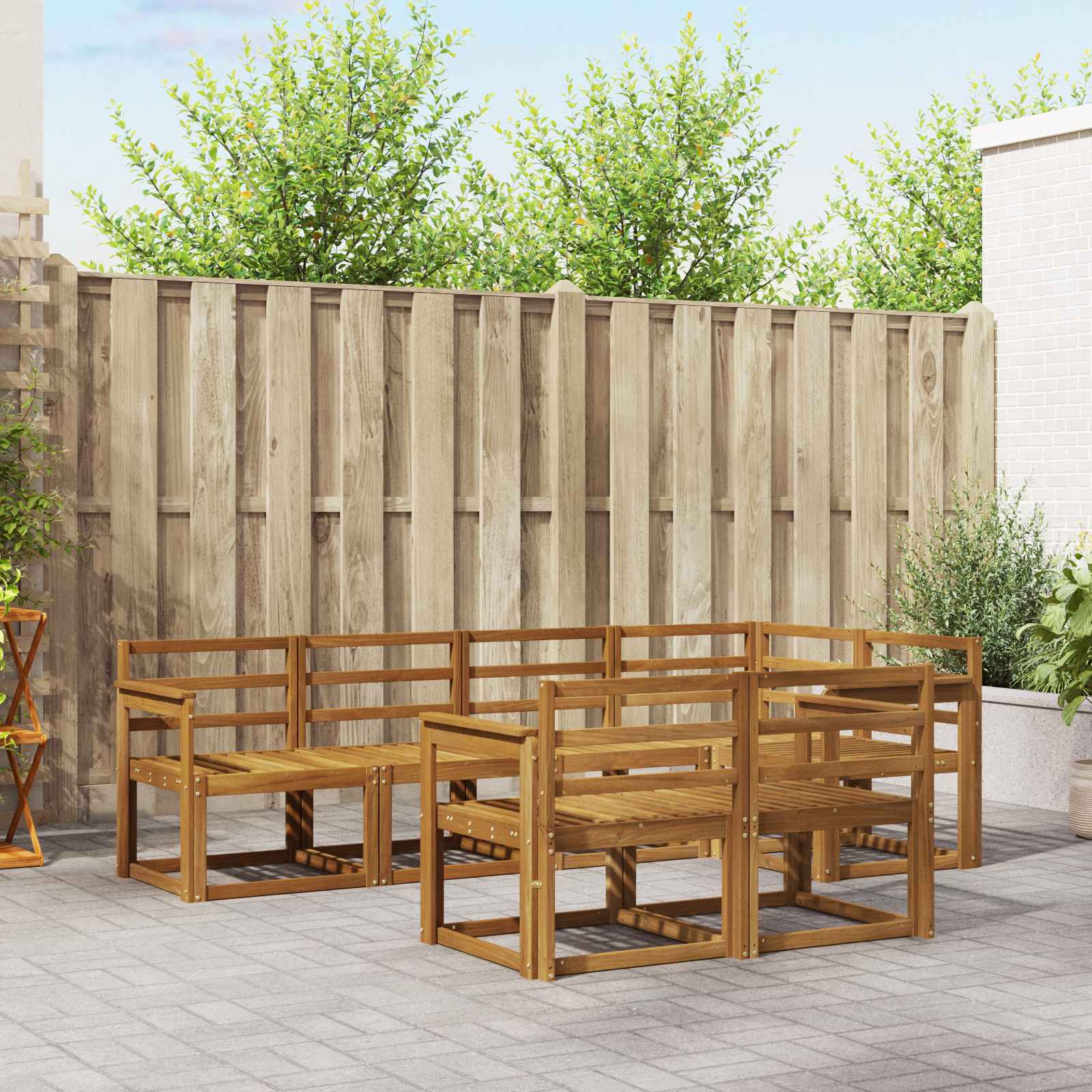 Set vanjskih sofa 7 pcs Prirodna Čvrsto drvo akacije