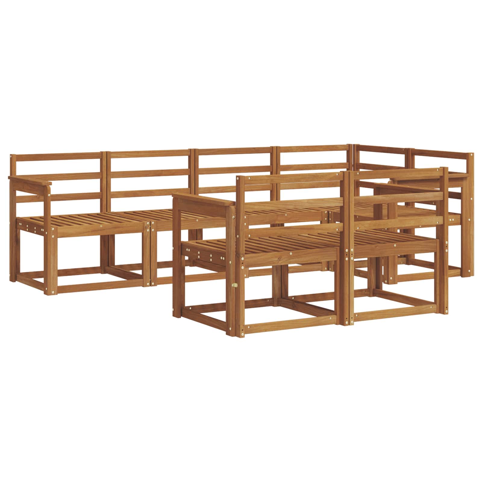 Set vanjskih sofa 7 pcs Prirodna Čvrsto drvo akacije