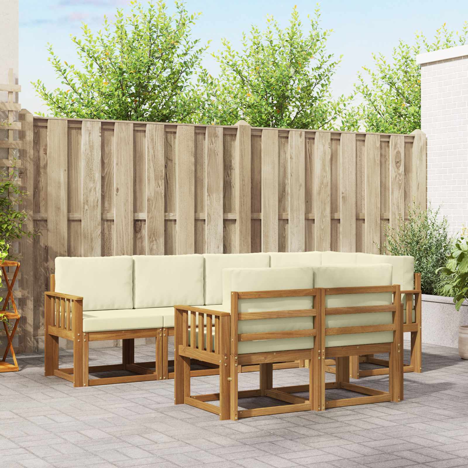 Set vanjskih sofa s jastukom 7 pcs Prirodna i krem