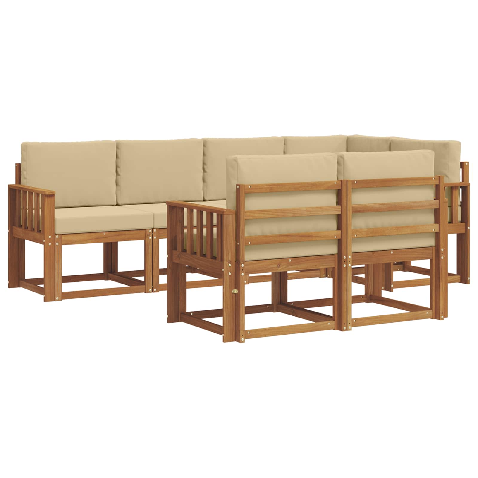 Set vanjskih sofa s jastukom 7 pcs Prirodna i bež