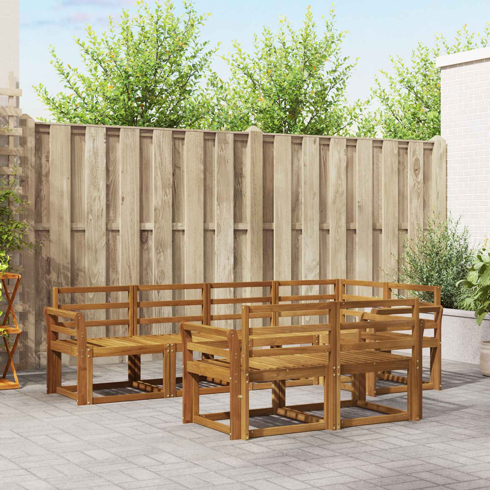 Set vanjskih sofa 7 pcs Prirodna Čvrsto drvo akacije