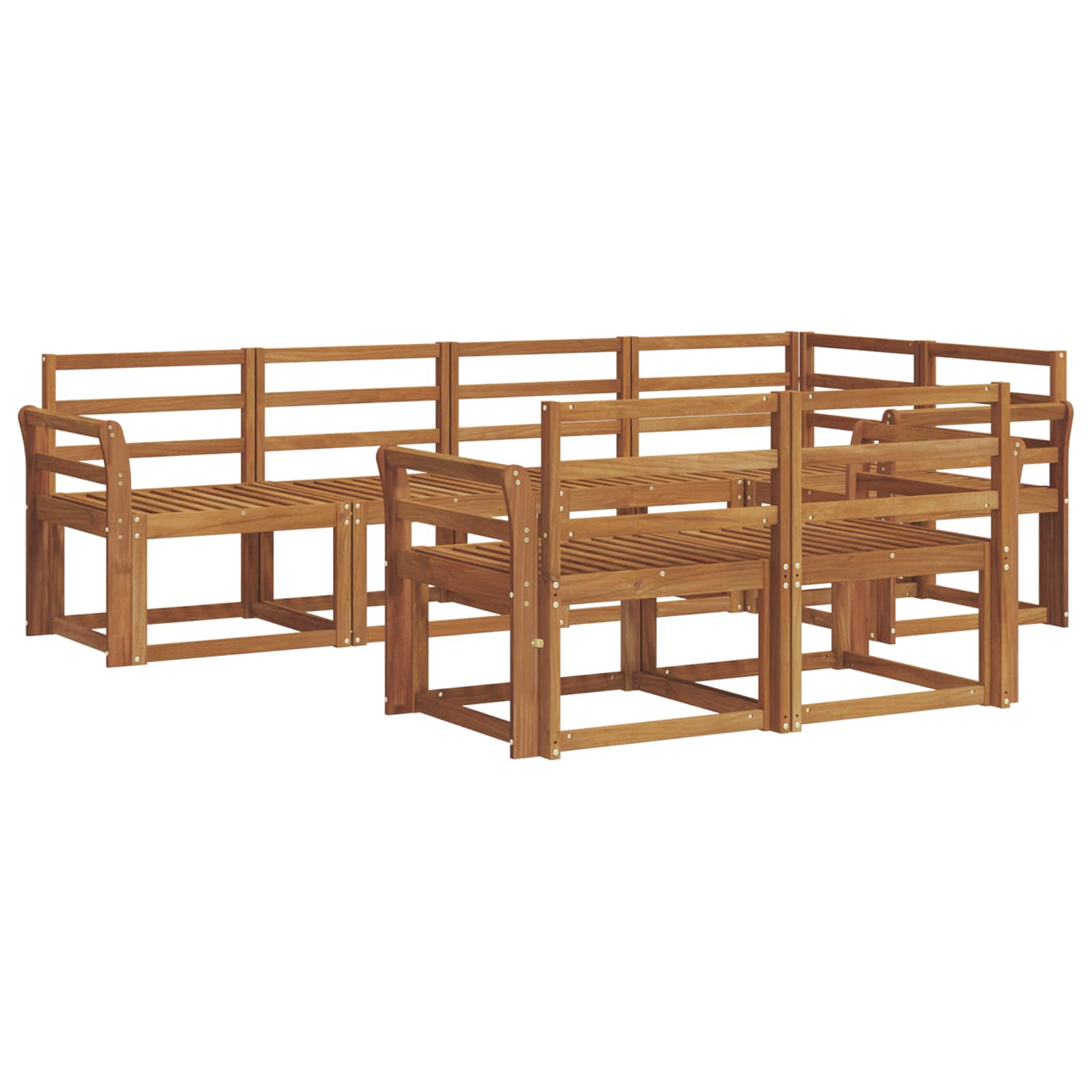 Set vanjskih sofa 7 pcs Prirodna Čvrsto drvo akacije