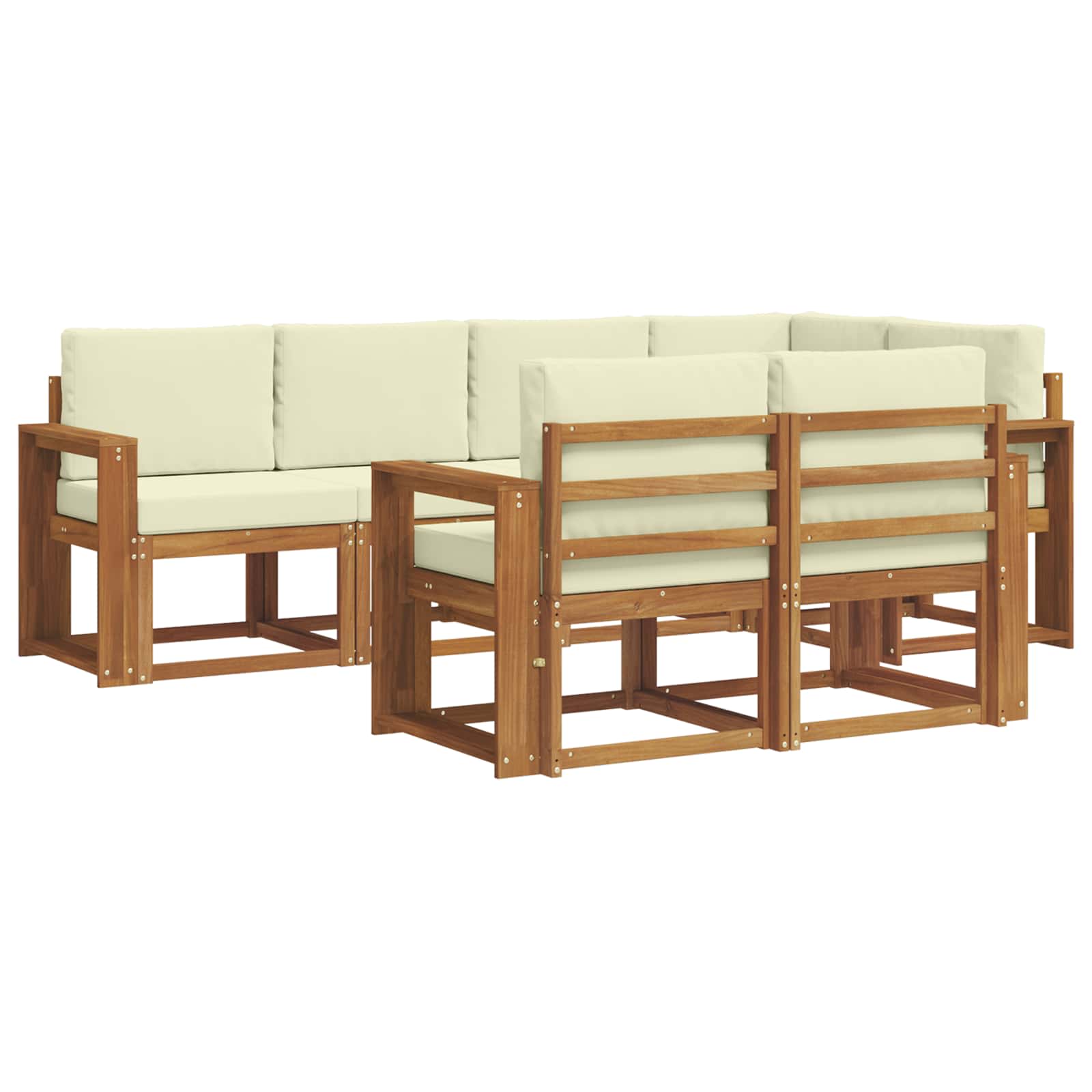 Set vanjskih sofa s jastukom 7 pcs Prirodna i krem
