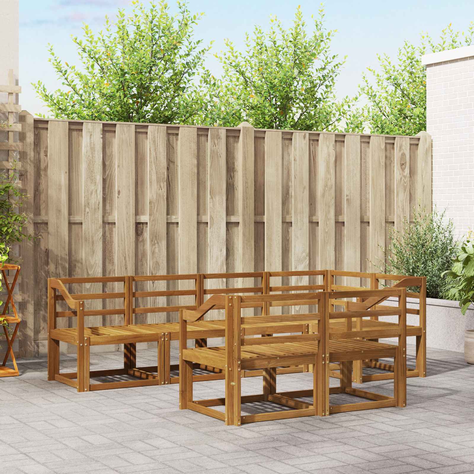 Set vanjskih sofa 7 pcs Prirodna Čvrsto drvo akacije