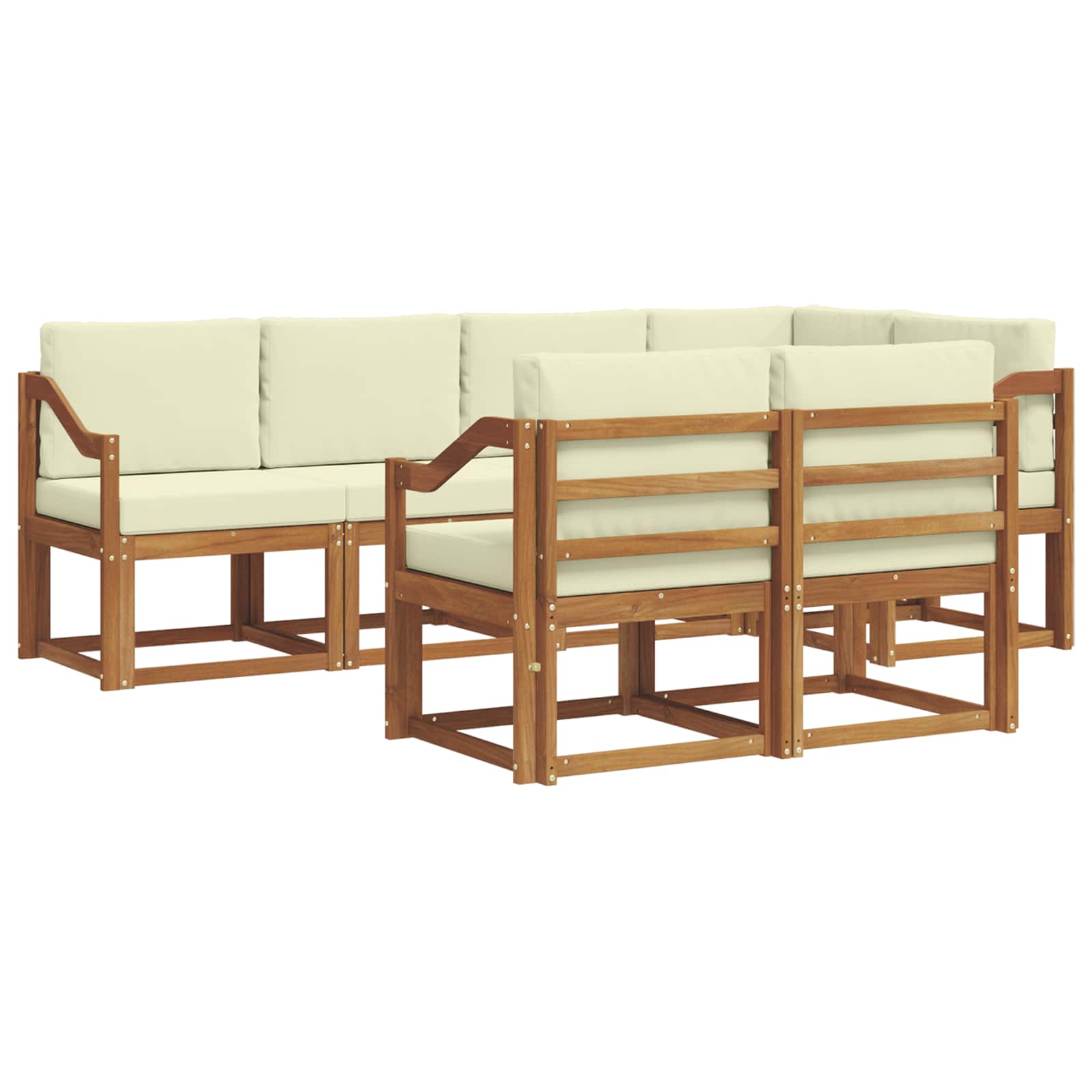 Set vanjskih sofa s jastukom 7 pcs Prirodna i krem