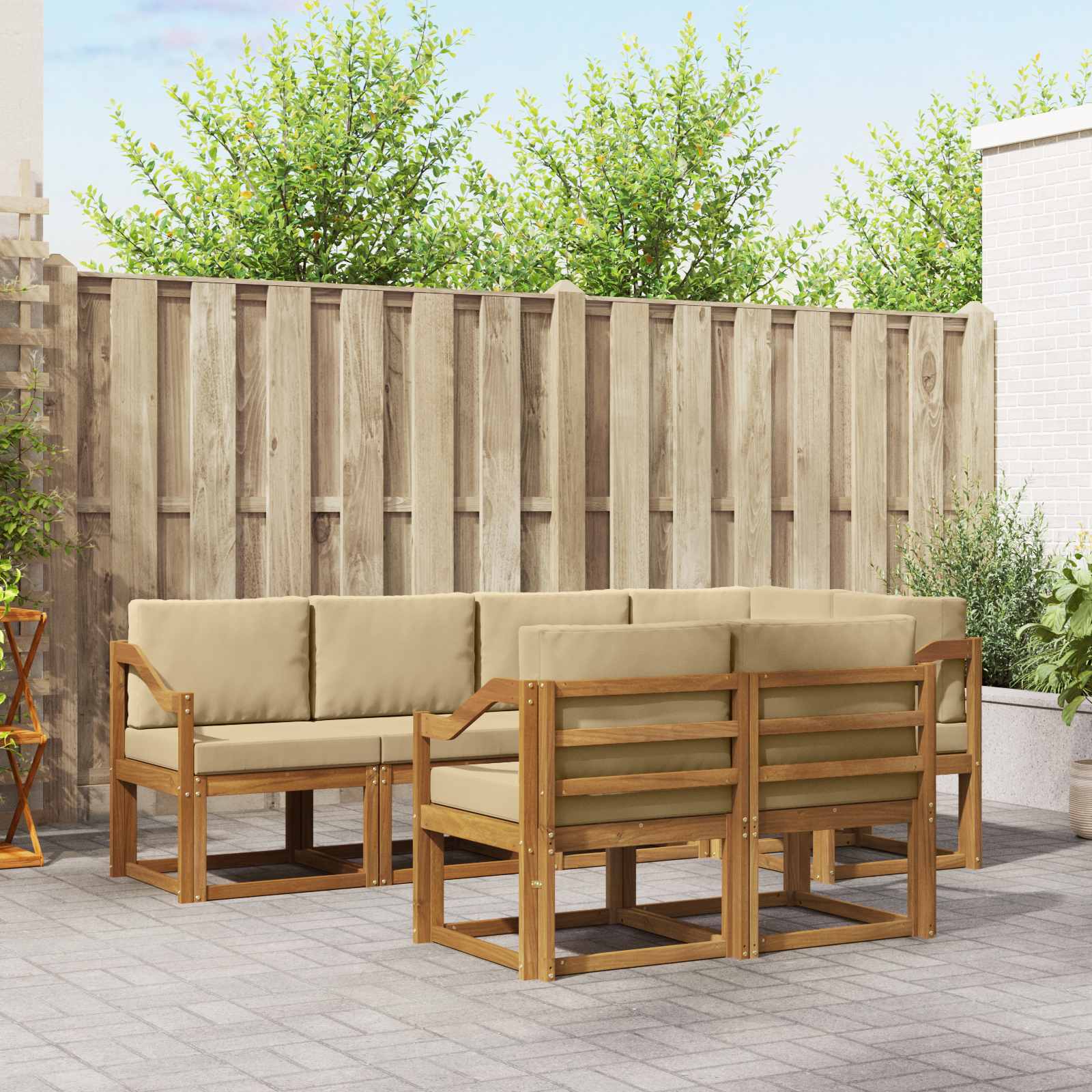 Set vanjskih sofa s jastukom 7 pcs Prirodna i bež