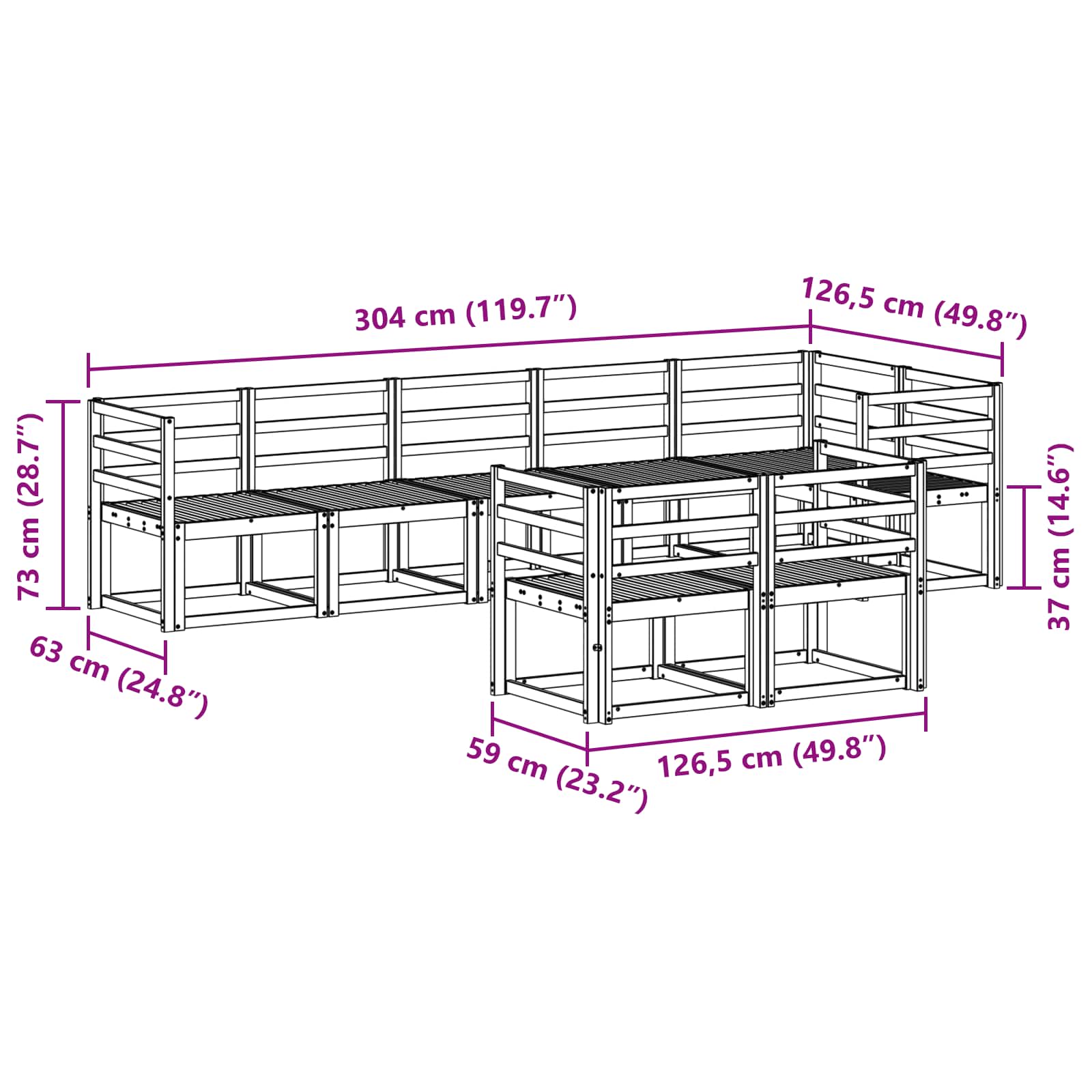 Set vanjskih sofa 8 pcs Prirodna Čvrsto drvo akacije