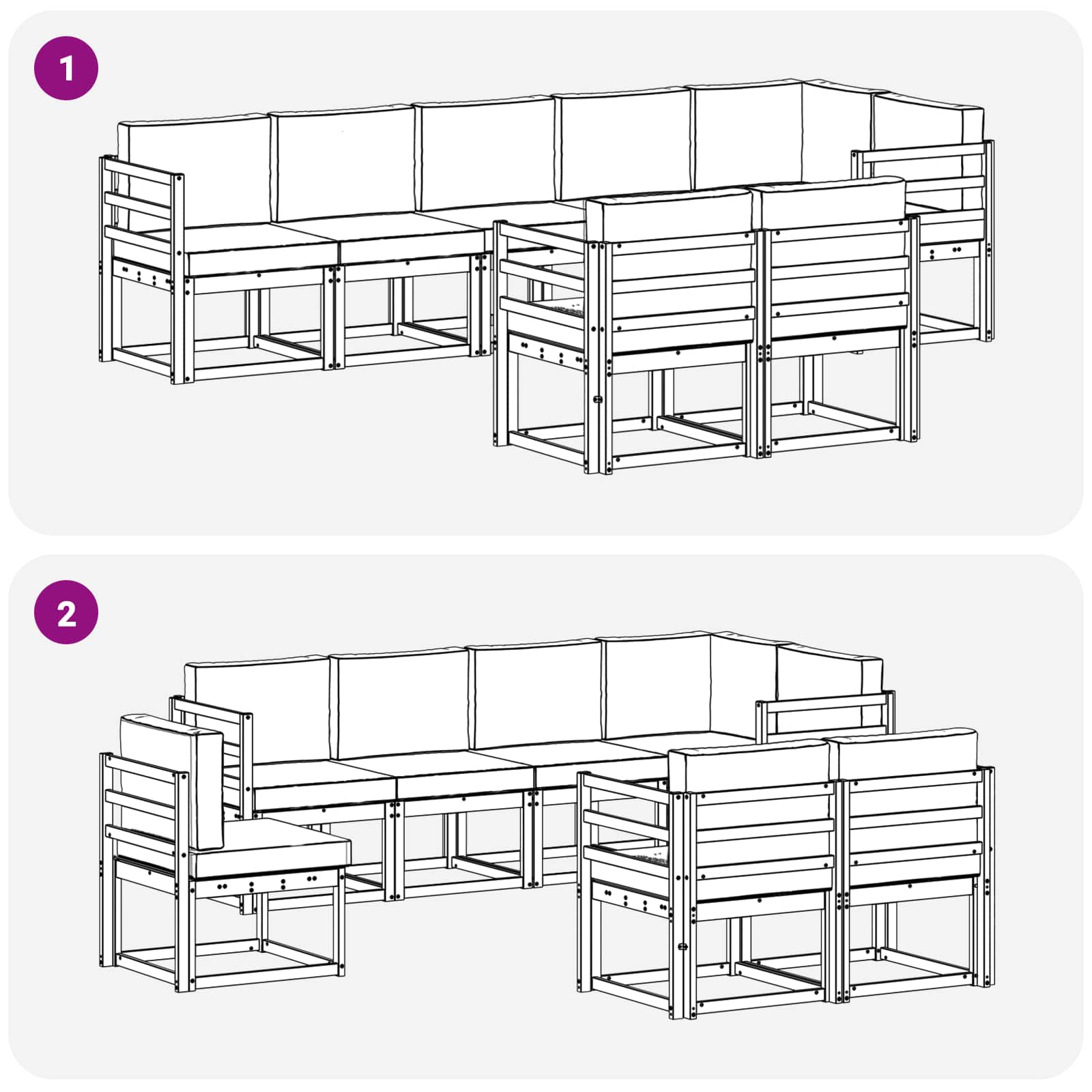Set vanjskih sofa s jastukom 8 pcs Prirodna i bež