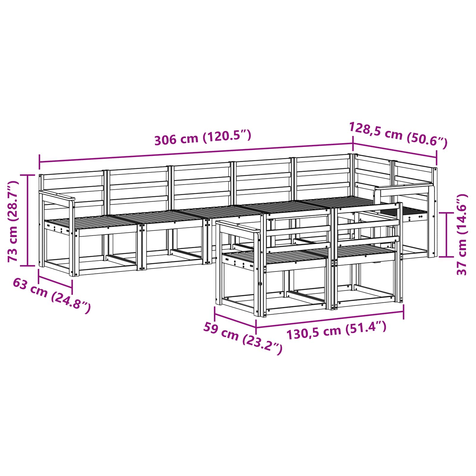 Set vanjskih sofa 8 pcs Prirodna Čvrsto drvo akacije