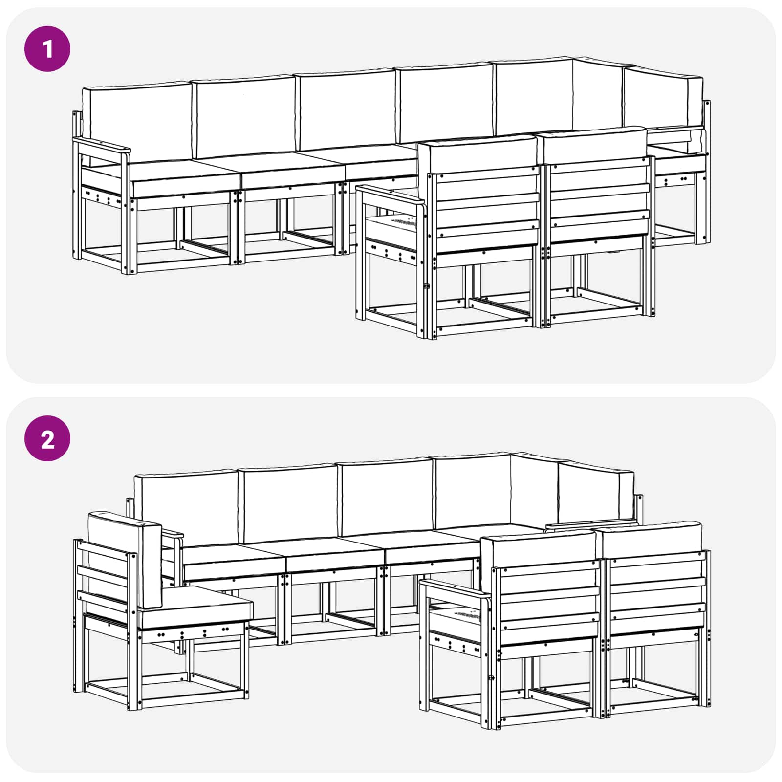 Set vanjskih sofa s jastukom 8 pcs Prirodna i bež
