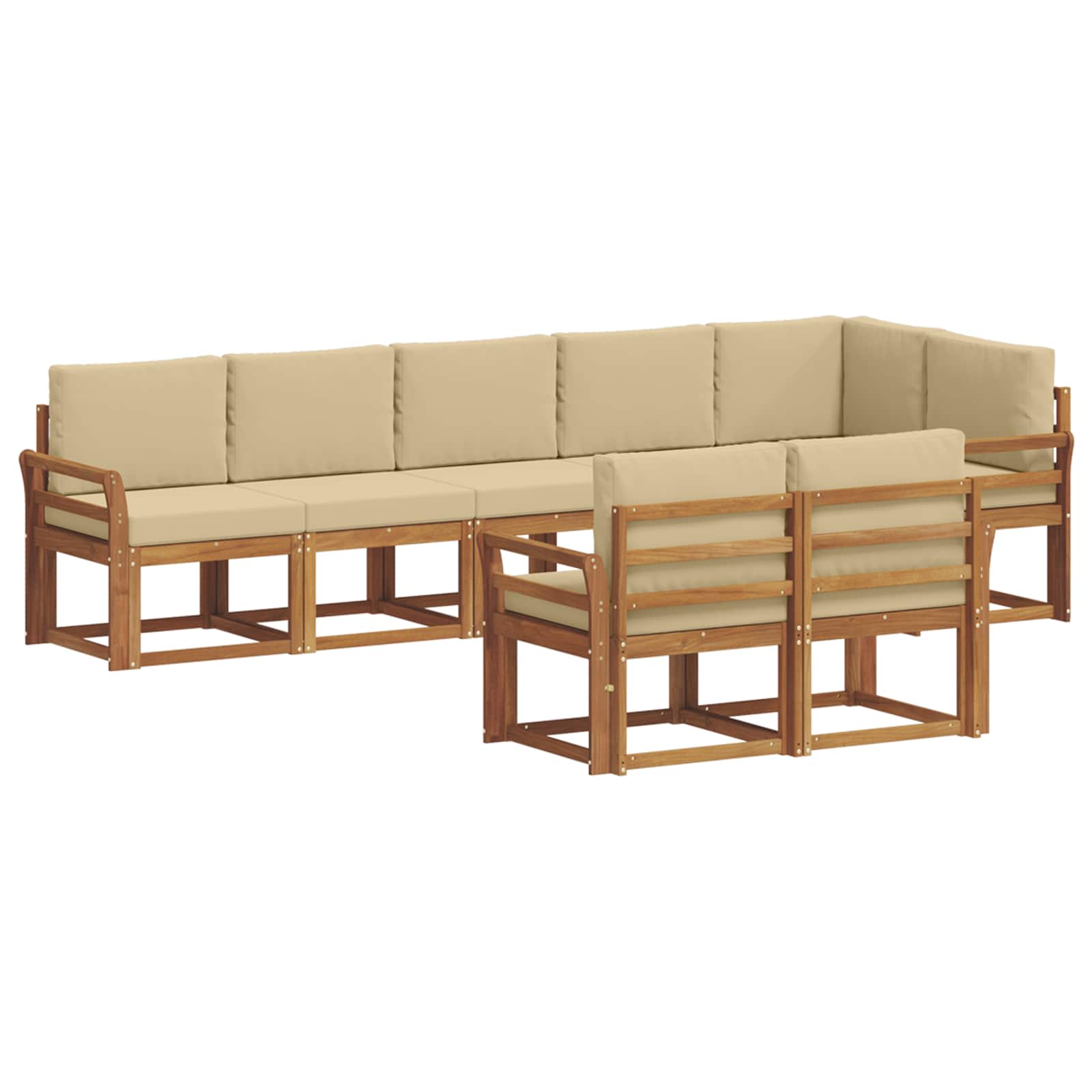 Set vanjskih sofa s jastukom 8 pcs Prirodna i bež