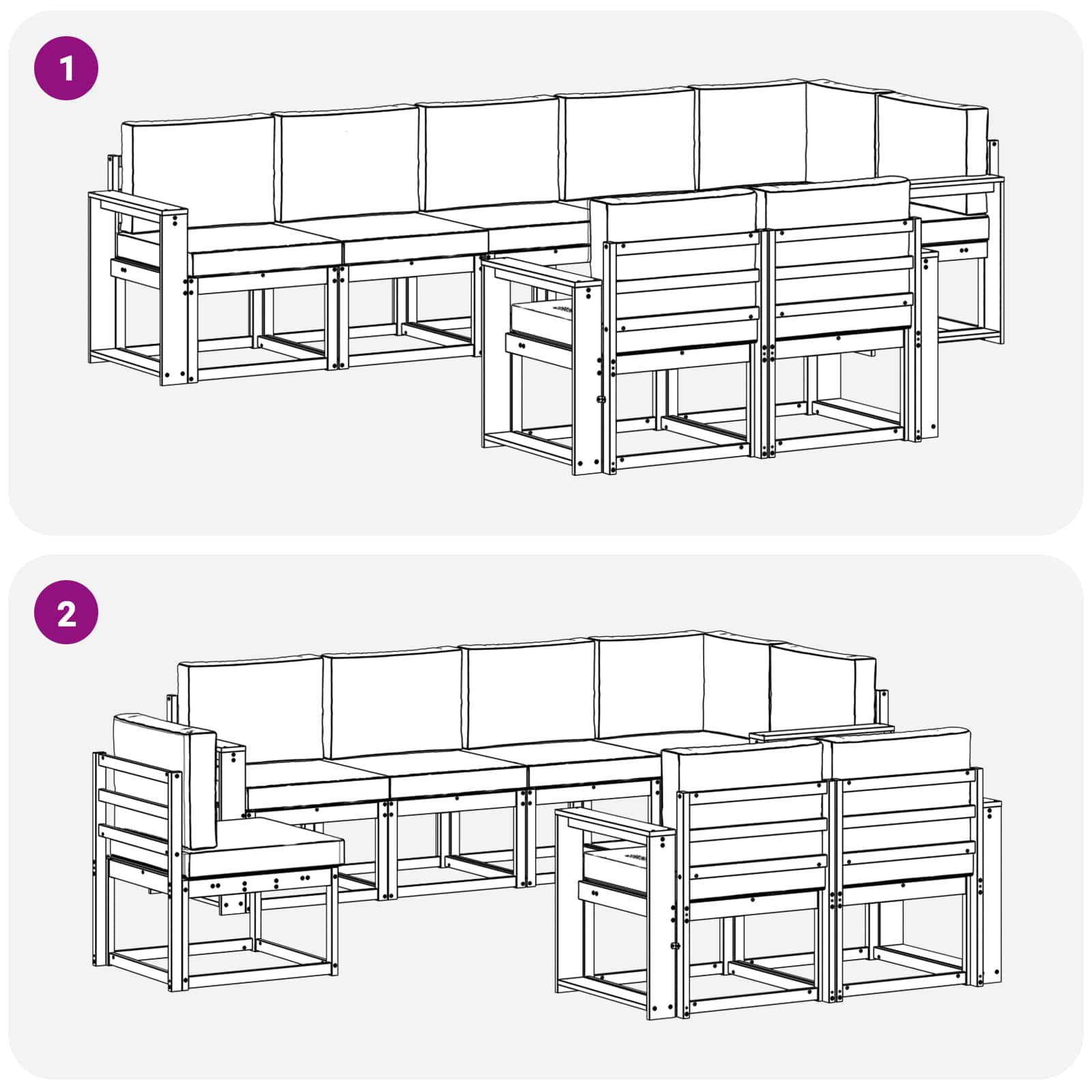 Set vanjskih sofa s jastukom 8 pcs Prirodna i krem