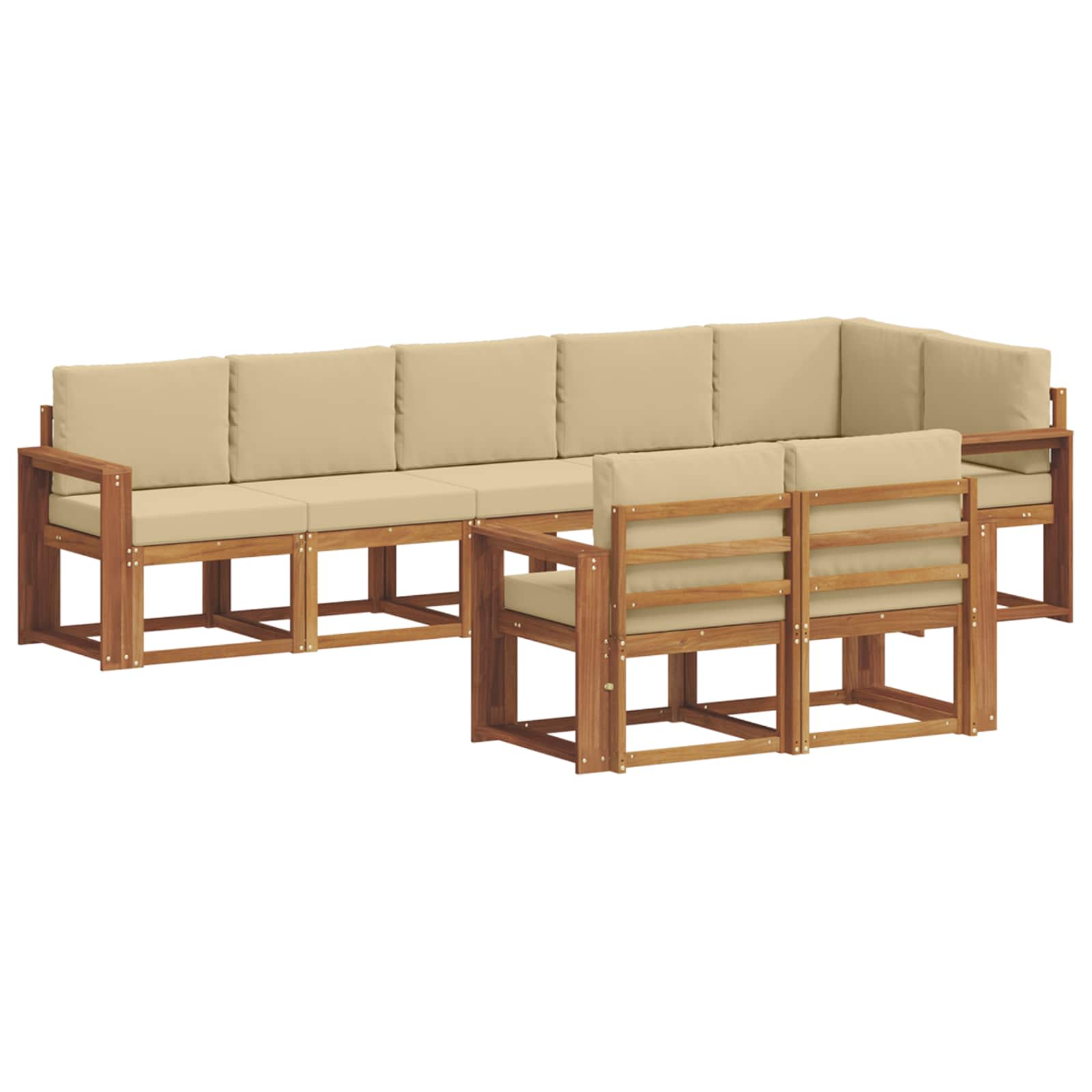 Set vanjskih sofa s jastukom 8 pcs Prirodna i bež