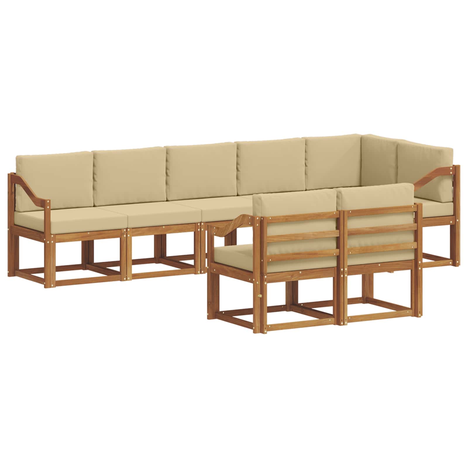 Set vanjskih sofa s jastukom 8 pcs Prirodna i bež