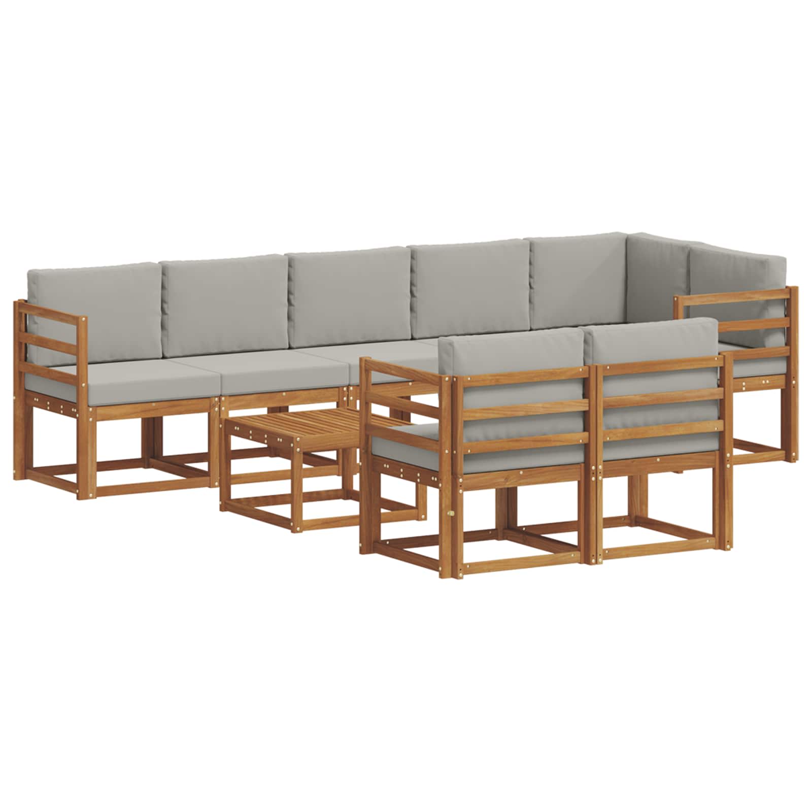 Set vanjskih sofa s jastukom 9 pcs Prirodna i svijetlo siva