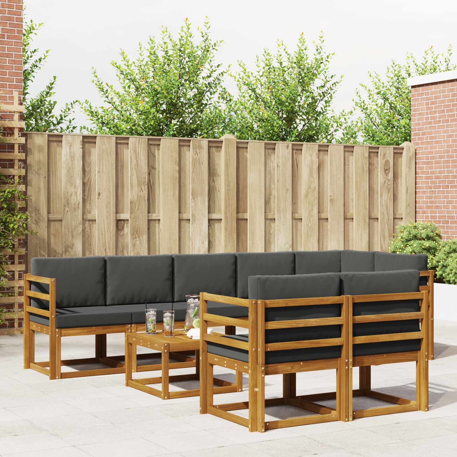 Set vanjskih sofa s jastukom 9 pcs Prirodna i antracit