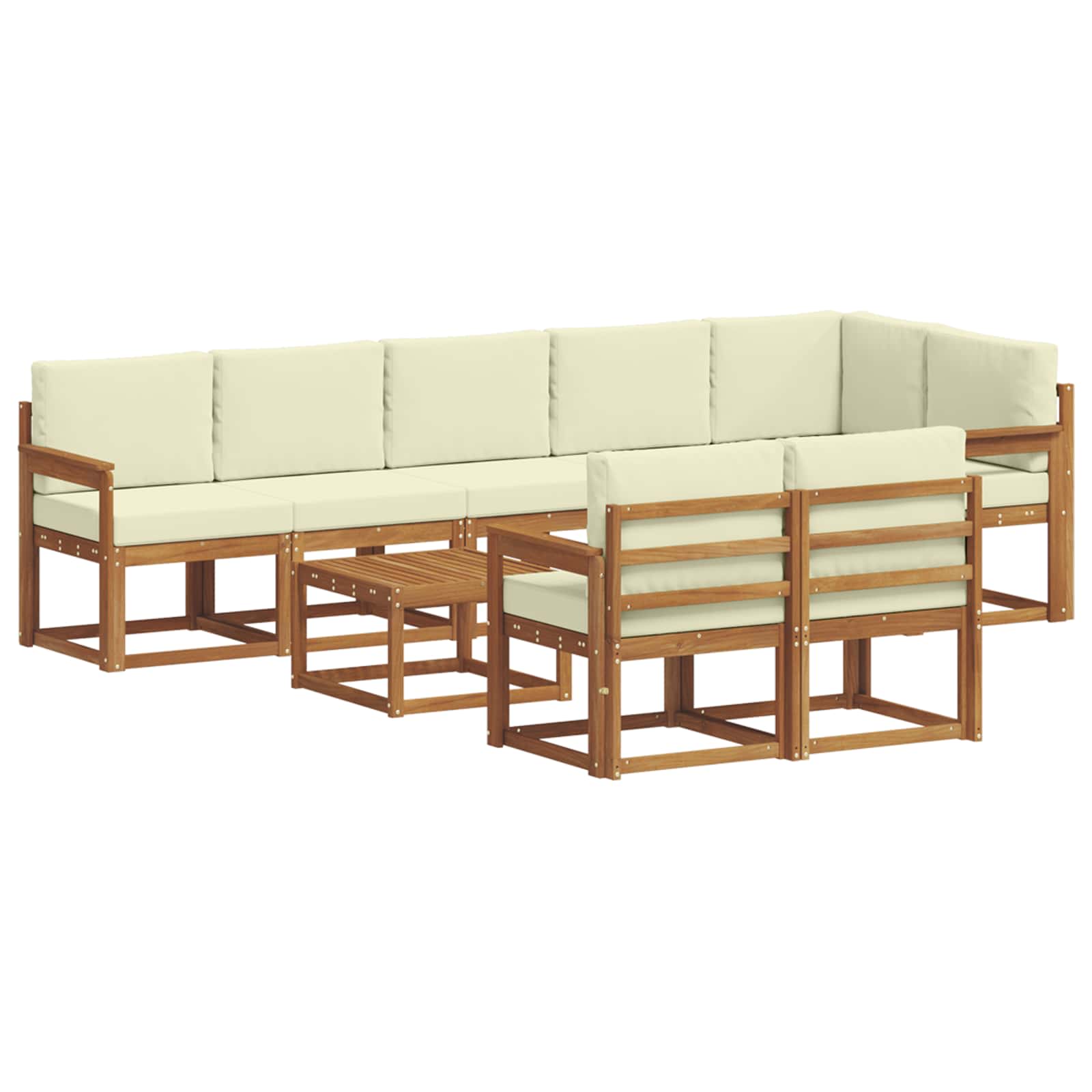 Set vanjskih sofa s jastukom 9 pcs Prirodna i krem