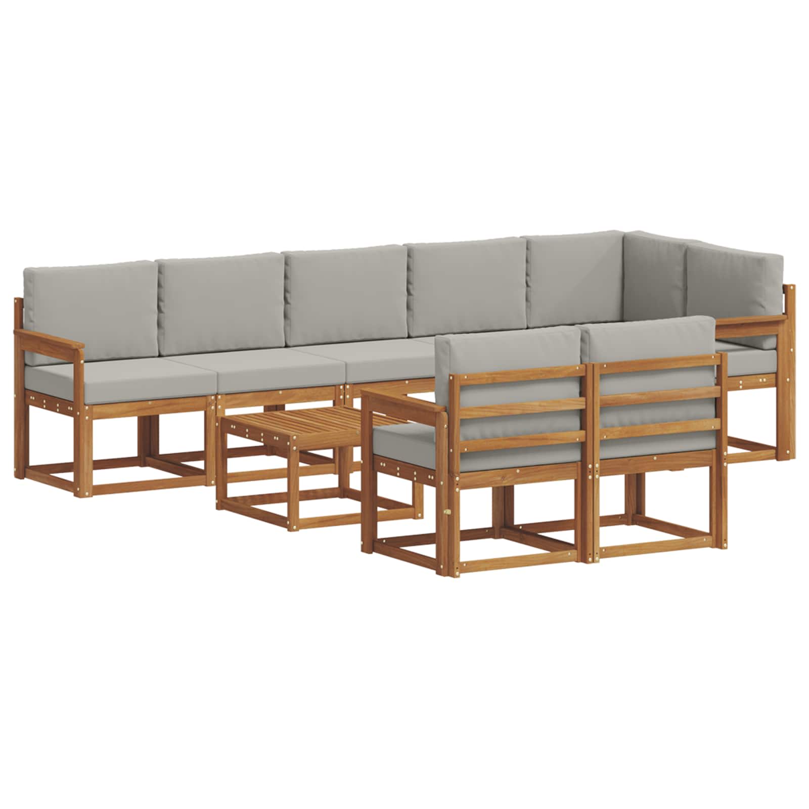 Set vanjskih sofa s jastukom 9 pcs Prirodna i svijetlo siva