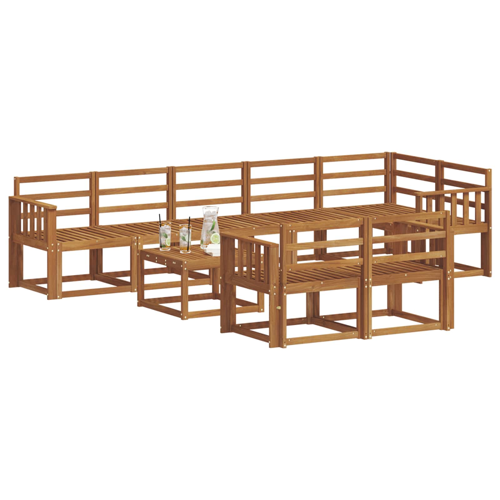 Set vanjskih sofa 9 pcs Prirodna Čvrsto drvo akacije