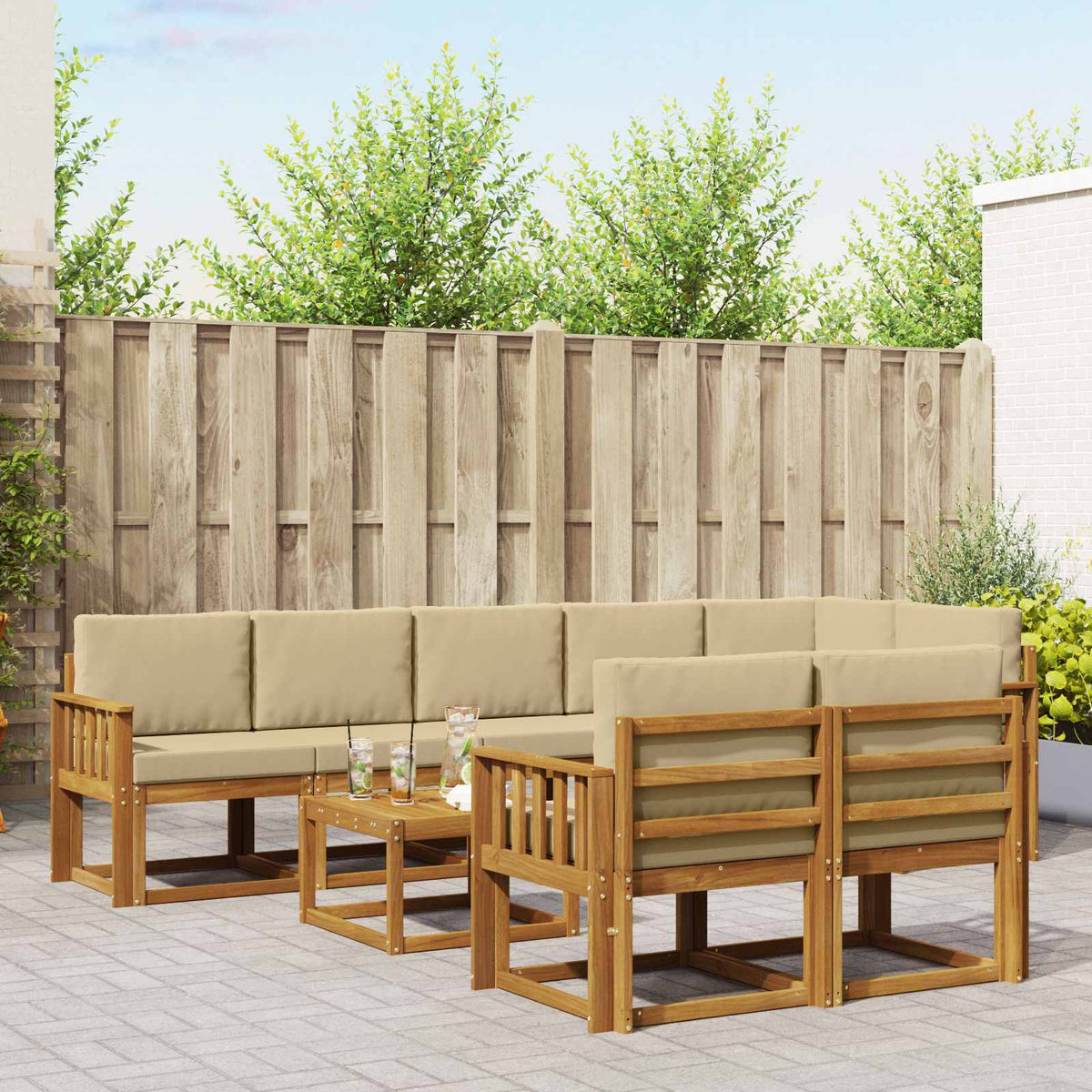 Set vanjskih sofa 9 kom. Prirodna i bež