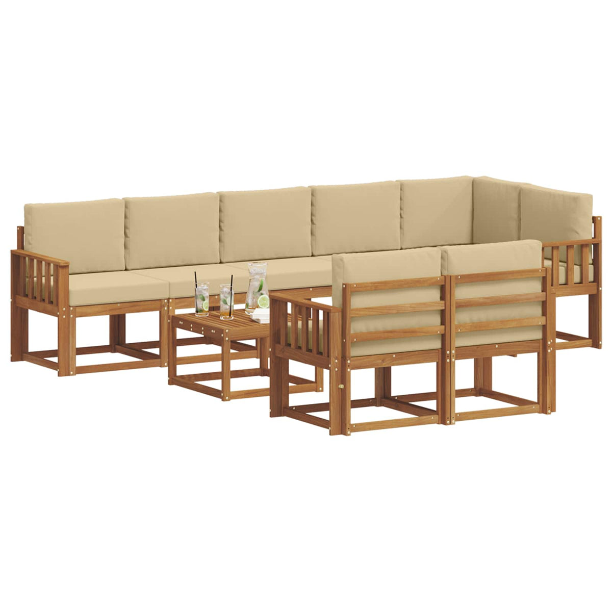 Set vanjskih sofa 9 kom. Prirodna i bež