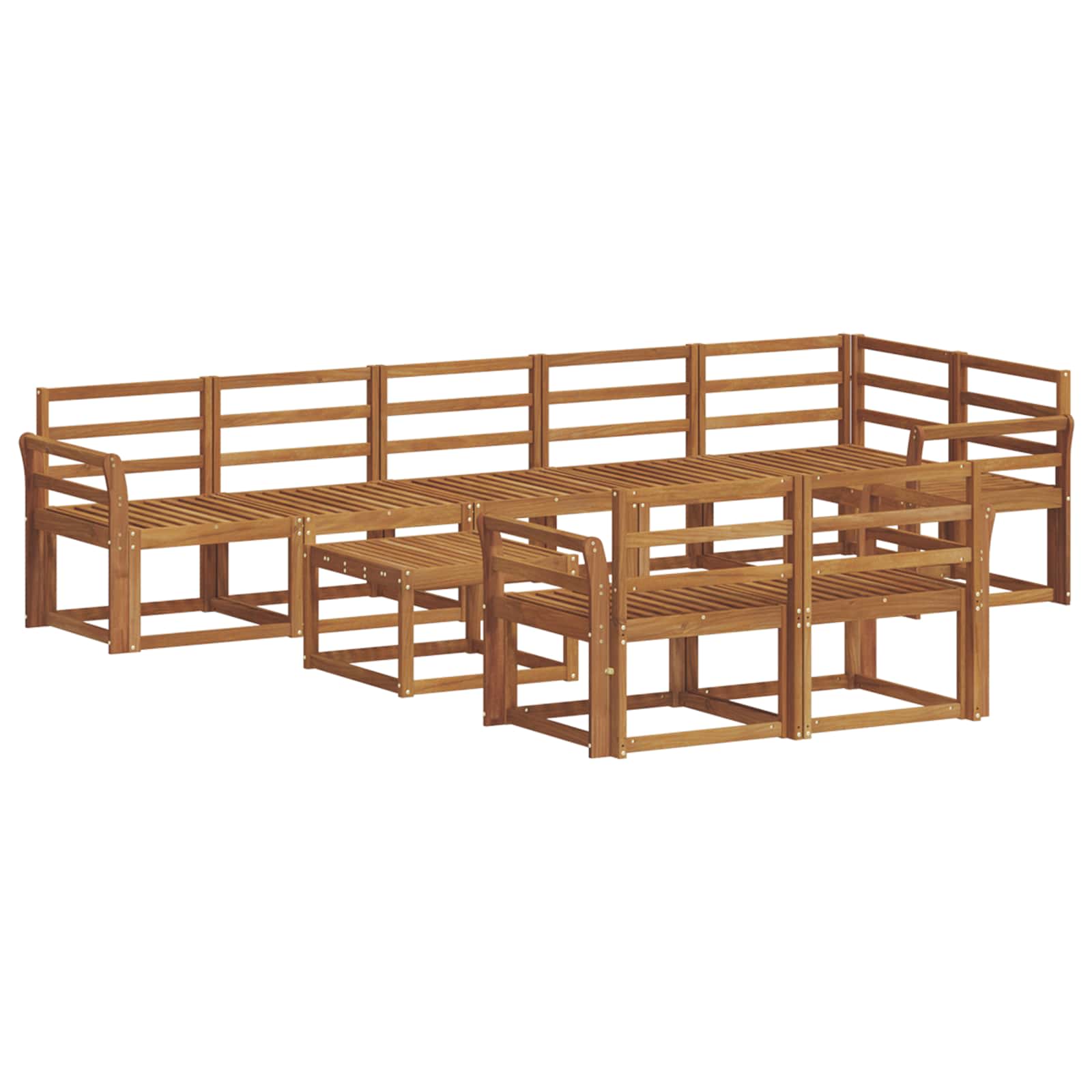 Set vanjskih sofa 9 pcs Prirodna Čvrsto drvo akacije