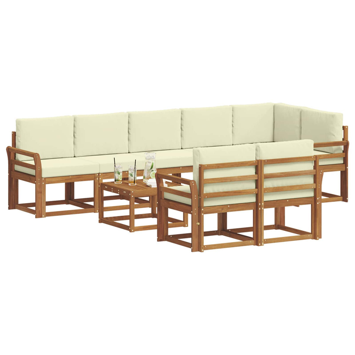 Set vanjskih sofa 9 kom. Prirodna i krem